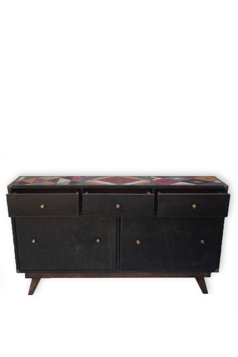 TWINO CHEST OF DRAWERS - KILIM AND LEATHER - ART AVENUE