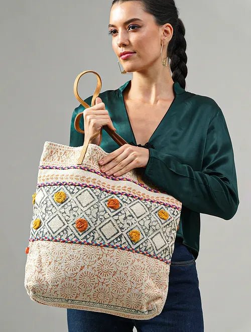 Maize cotton tote bag interior — Art Avenue