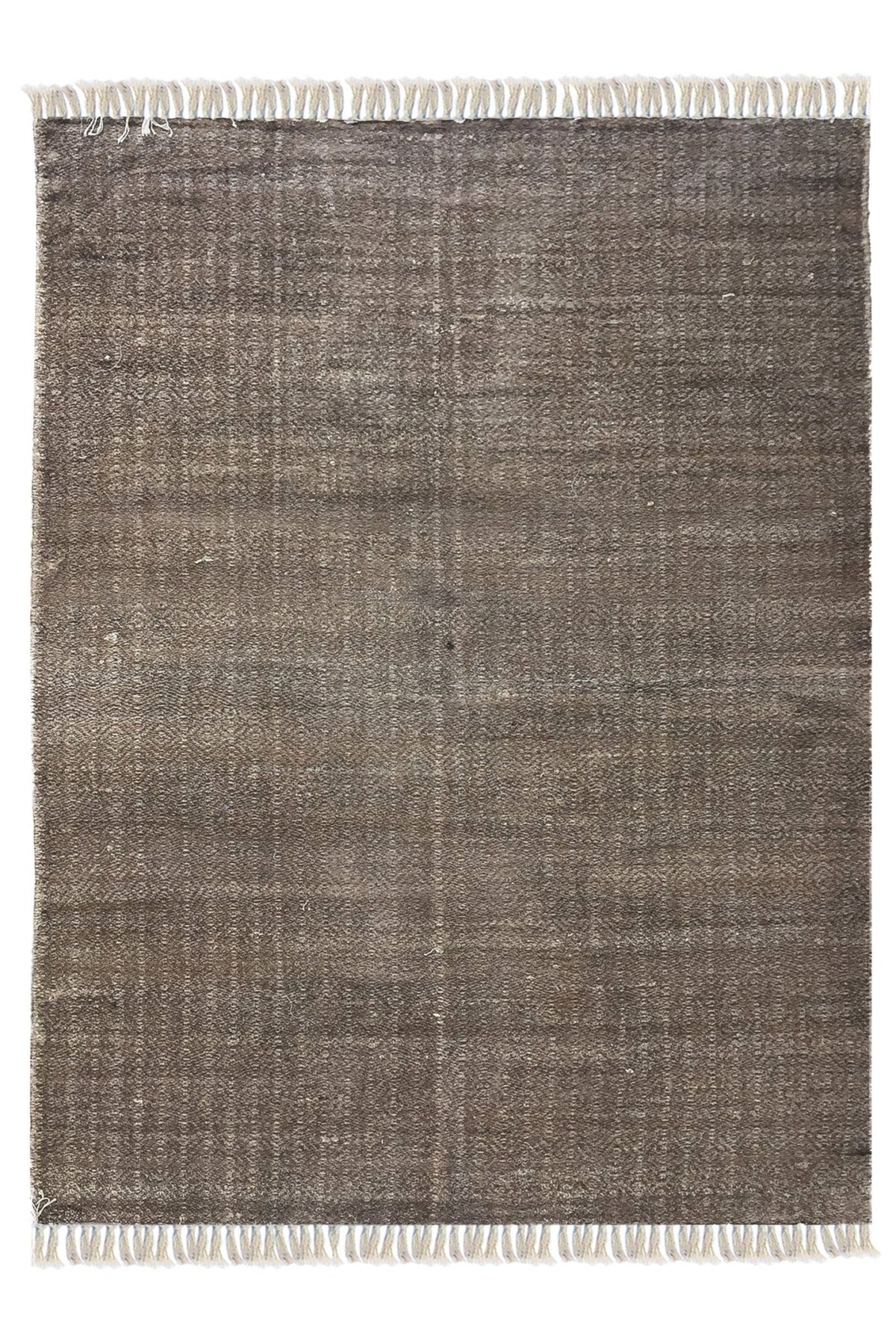 Block-Printed Cotton Dhurrie Rug in Brown Solid — Art Avenue