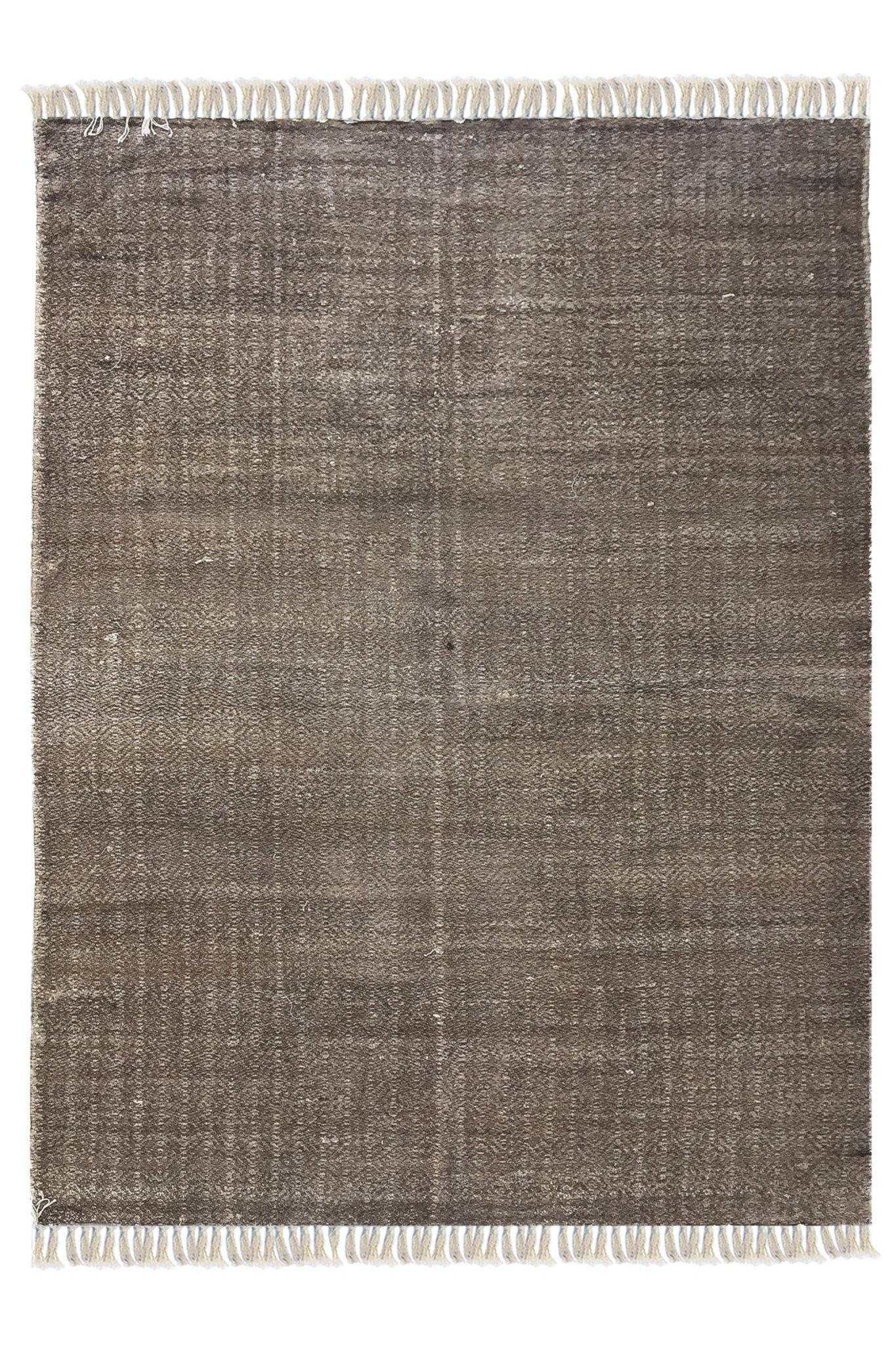 Block-Printed Cotton Dhurrie Rug in Brown Solid — Art Avenue