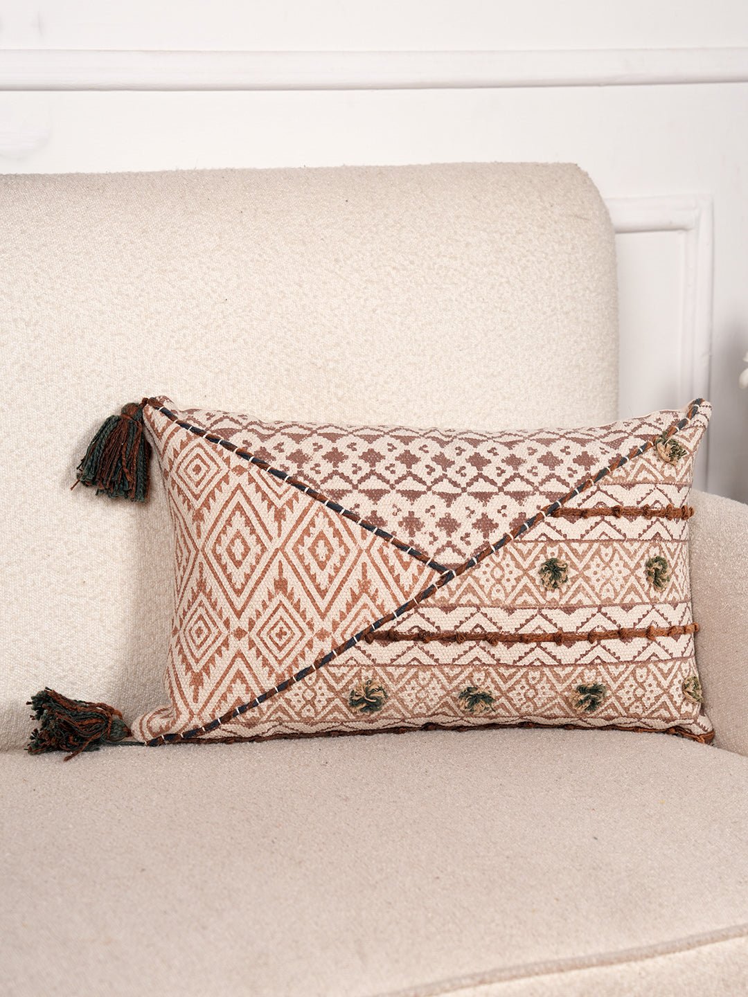TRIGON - BLOCK PRINTED LUMABR CUSHION COVER - ART AVENUE