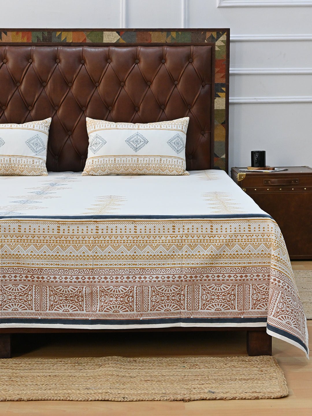 EUPHORIA COTTON PRINTED DOUBLE BEDSHEET WITH PILLOW - ART AVENUE