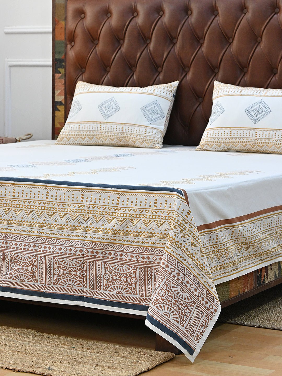 EUPHORIA COTTON PRINTED DOUBLE BEDSHEET WITH PILLOW - ART AVENUE