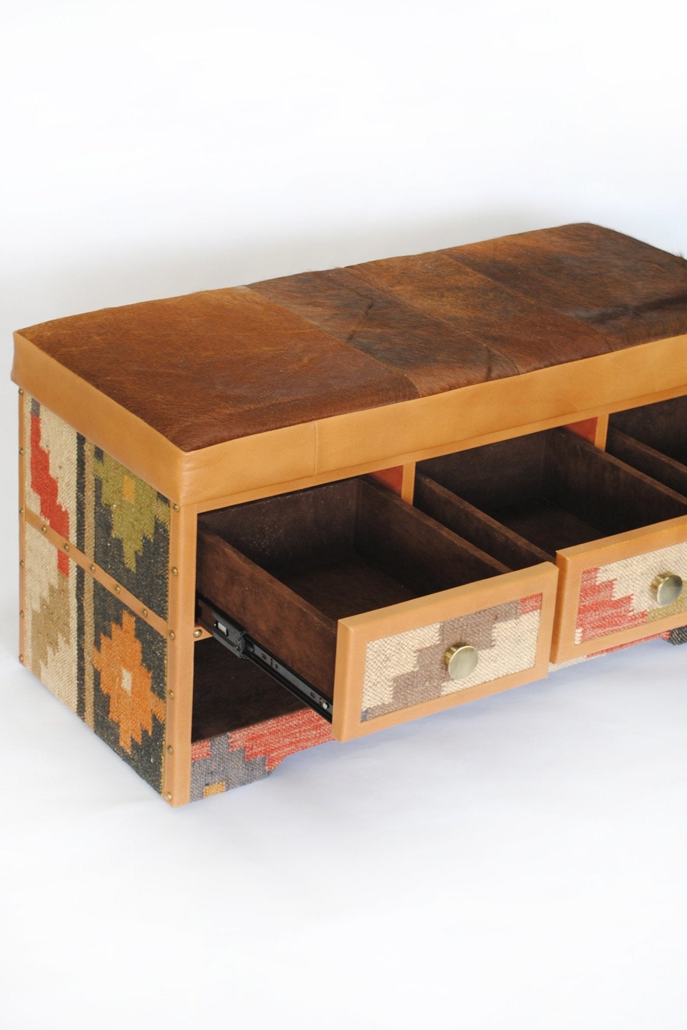 Argo kilim bench drawer detail — Art Avenue