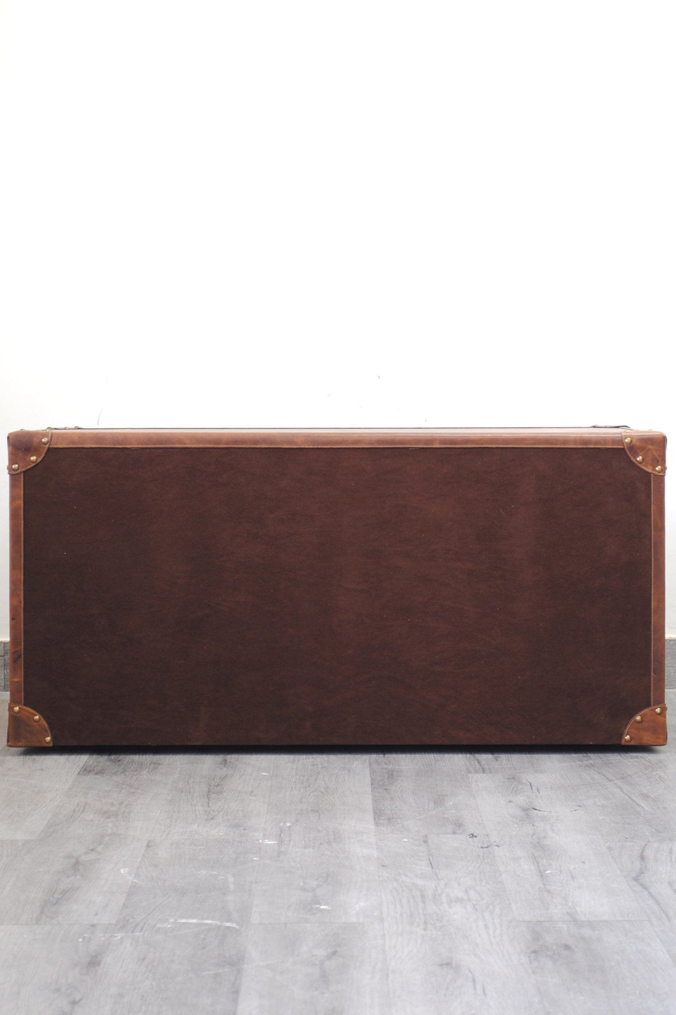 Side view of handcrafted leather trunk — Art Avenue