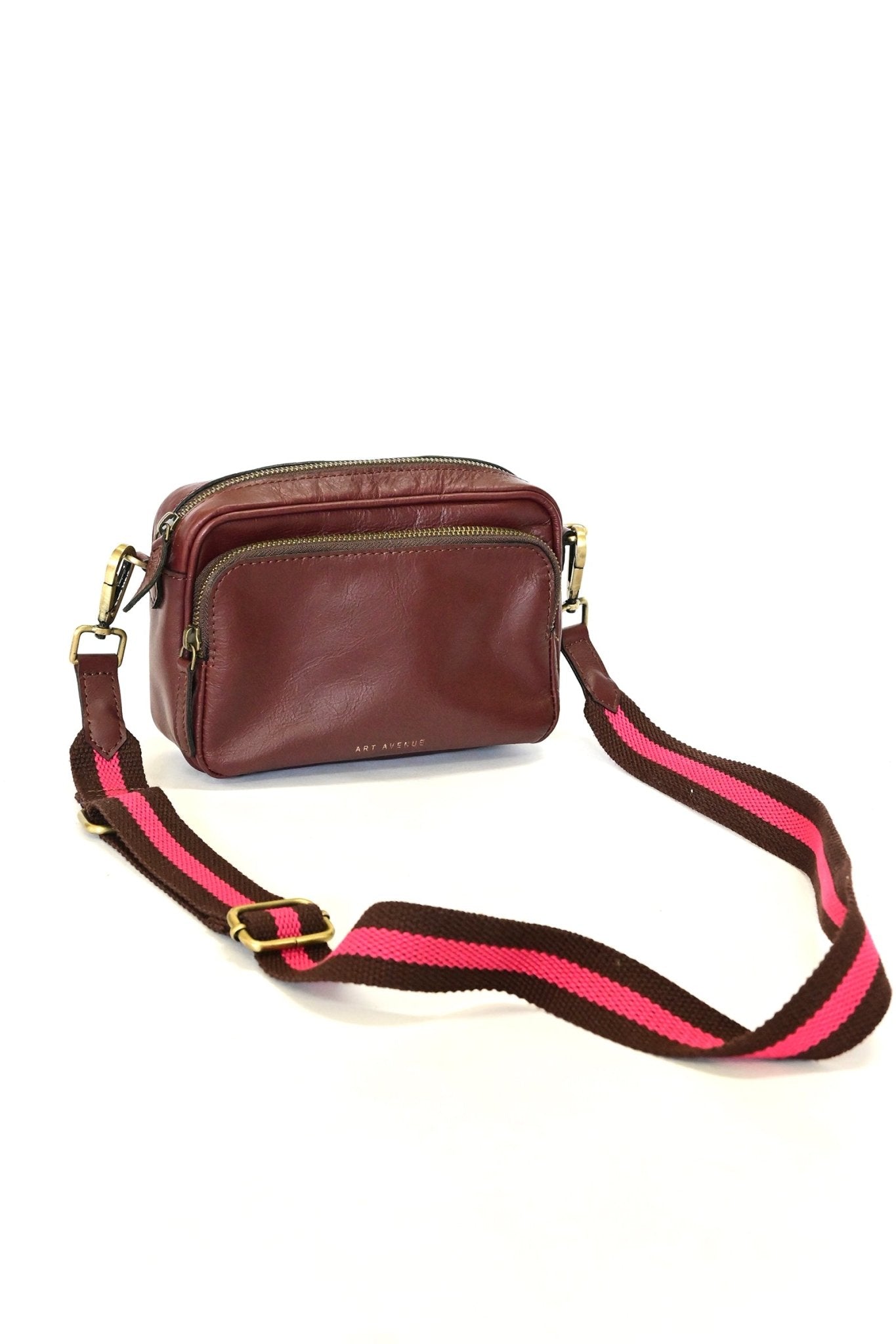 Harisson maroon leather sling bag — Art Avenue