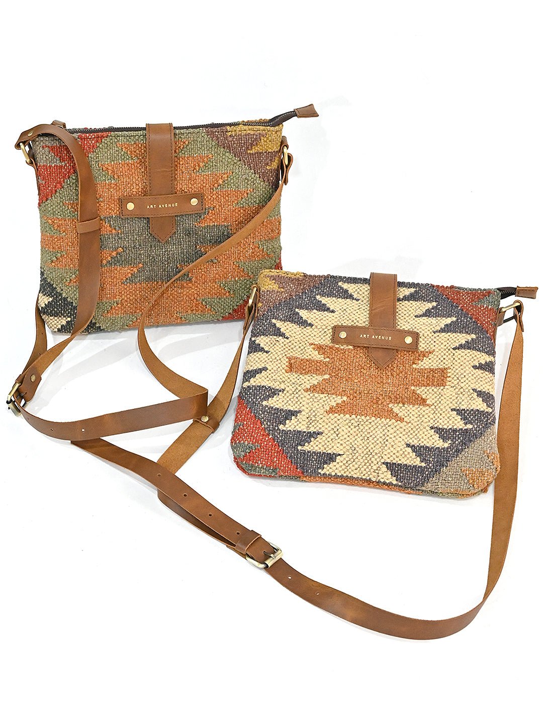 Comfrey kilim and leather handbag — Art Avenue
