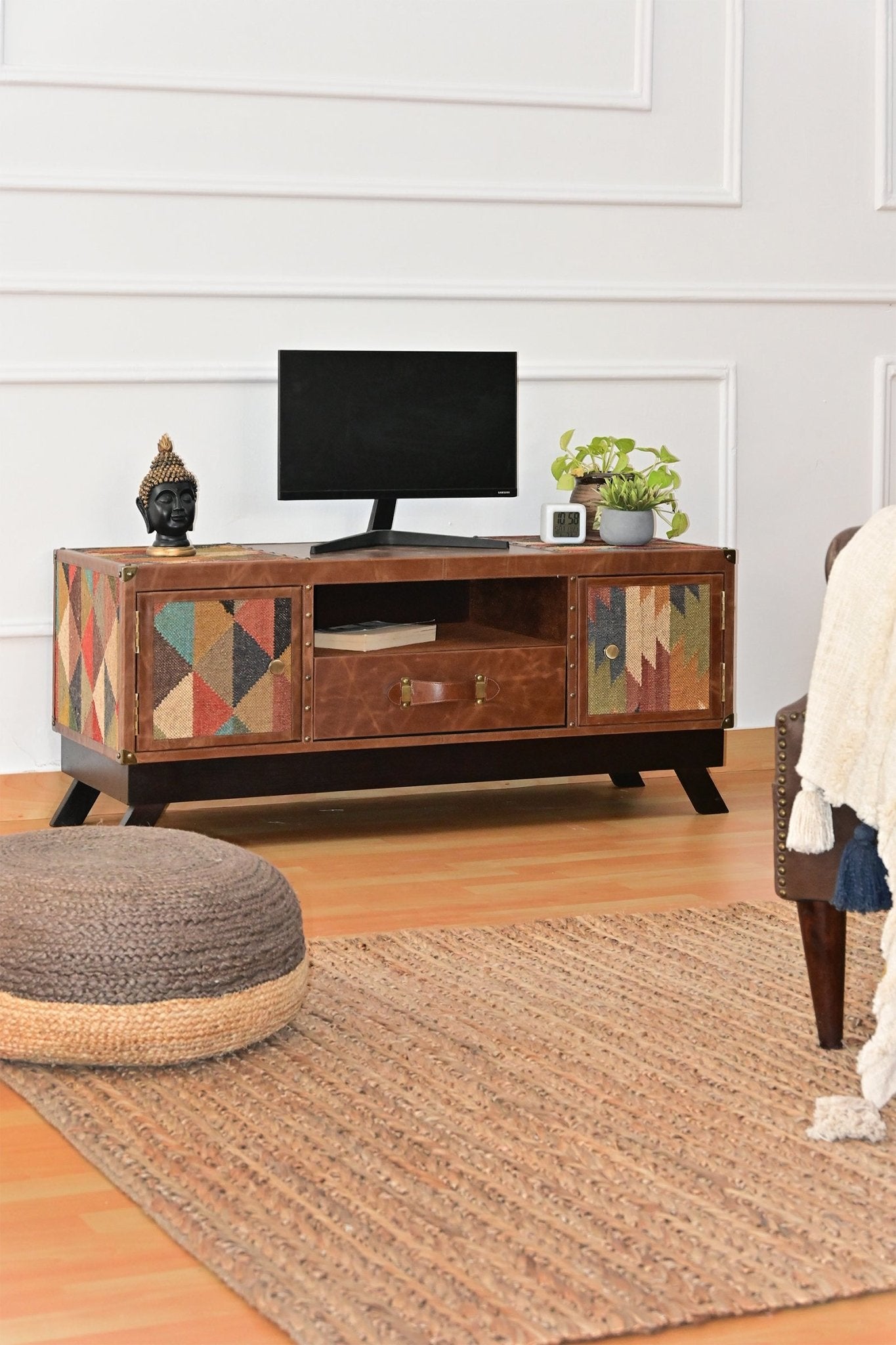 Kilim & Leather TV Unit — Art Avenue