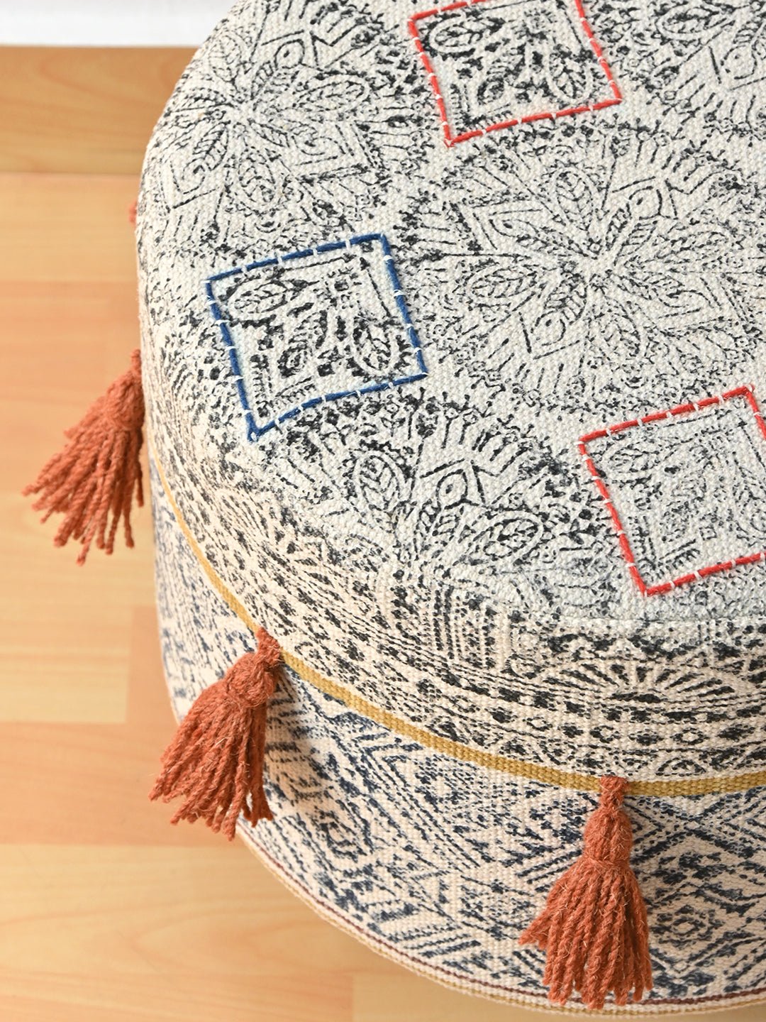 Handcrafted kilim cylindrical ottoman — Art Avenue