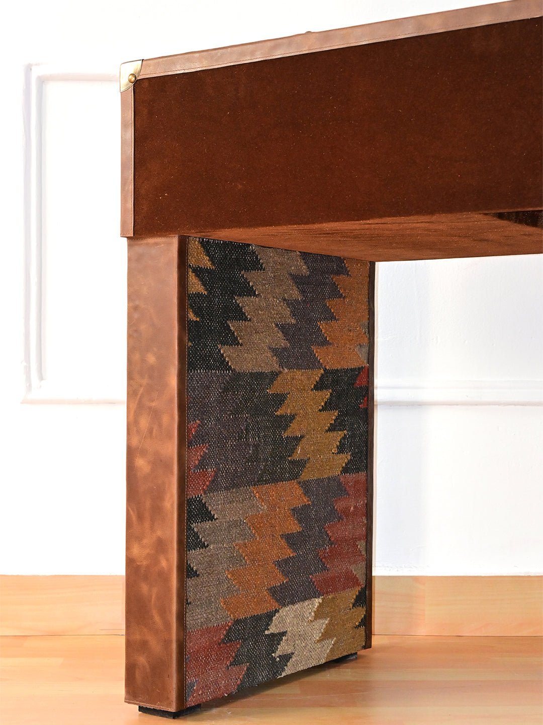 WALES_ LEATHER & KILIM OFFICE TABLE - ART AVENUE