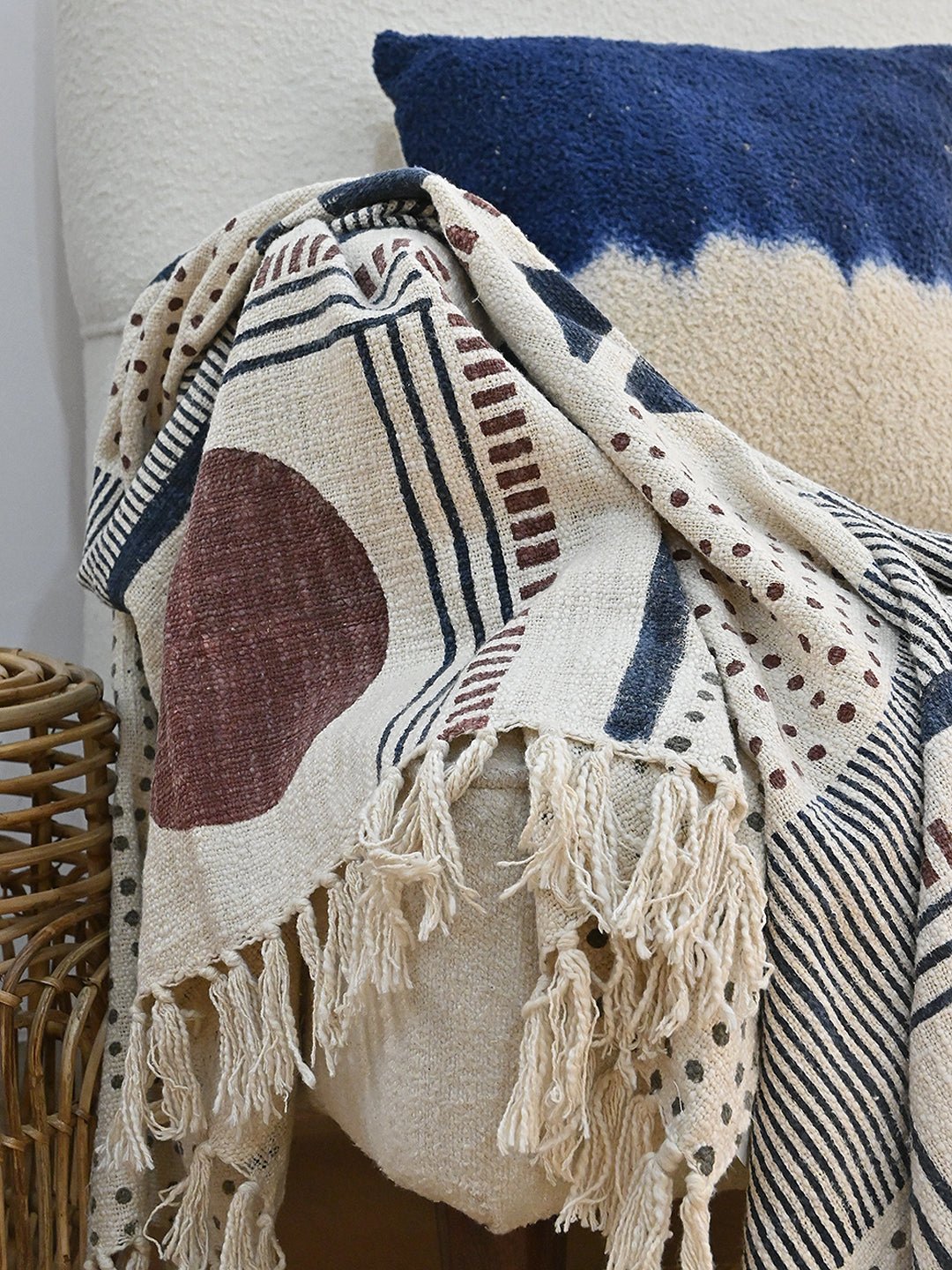 BLOOD MOON - BLOCK PRINTED THROW - ART AVENUE