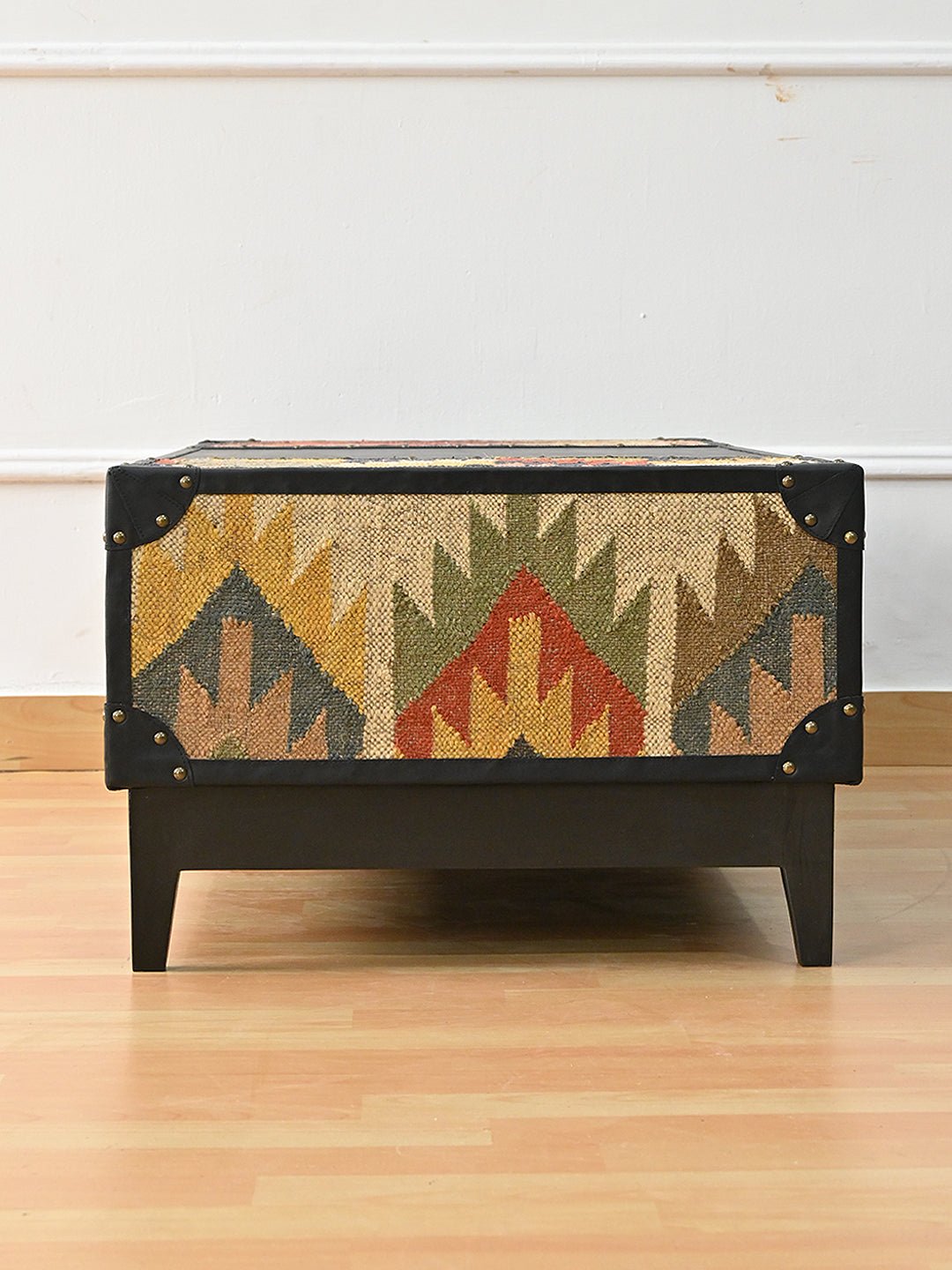 RAMPUR COFFEE TABLE - KILIM AND LEATHER - ART AVENUE