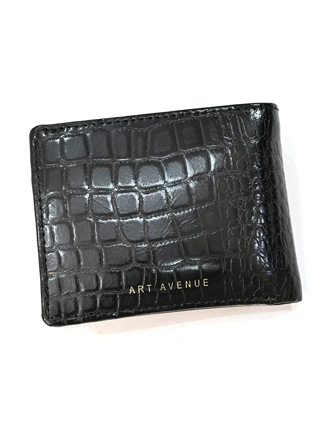 MEN BLACK TEXTURED GENUINE LEATHER WALLET - ART AVENUE