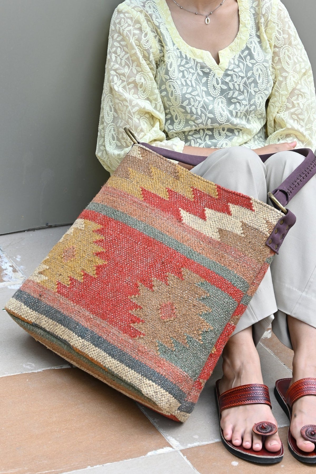 Russel kilim handbag flat lay — Art Avenue