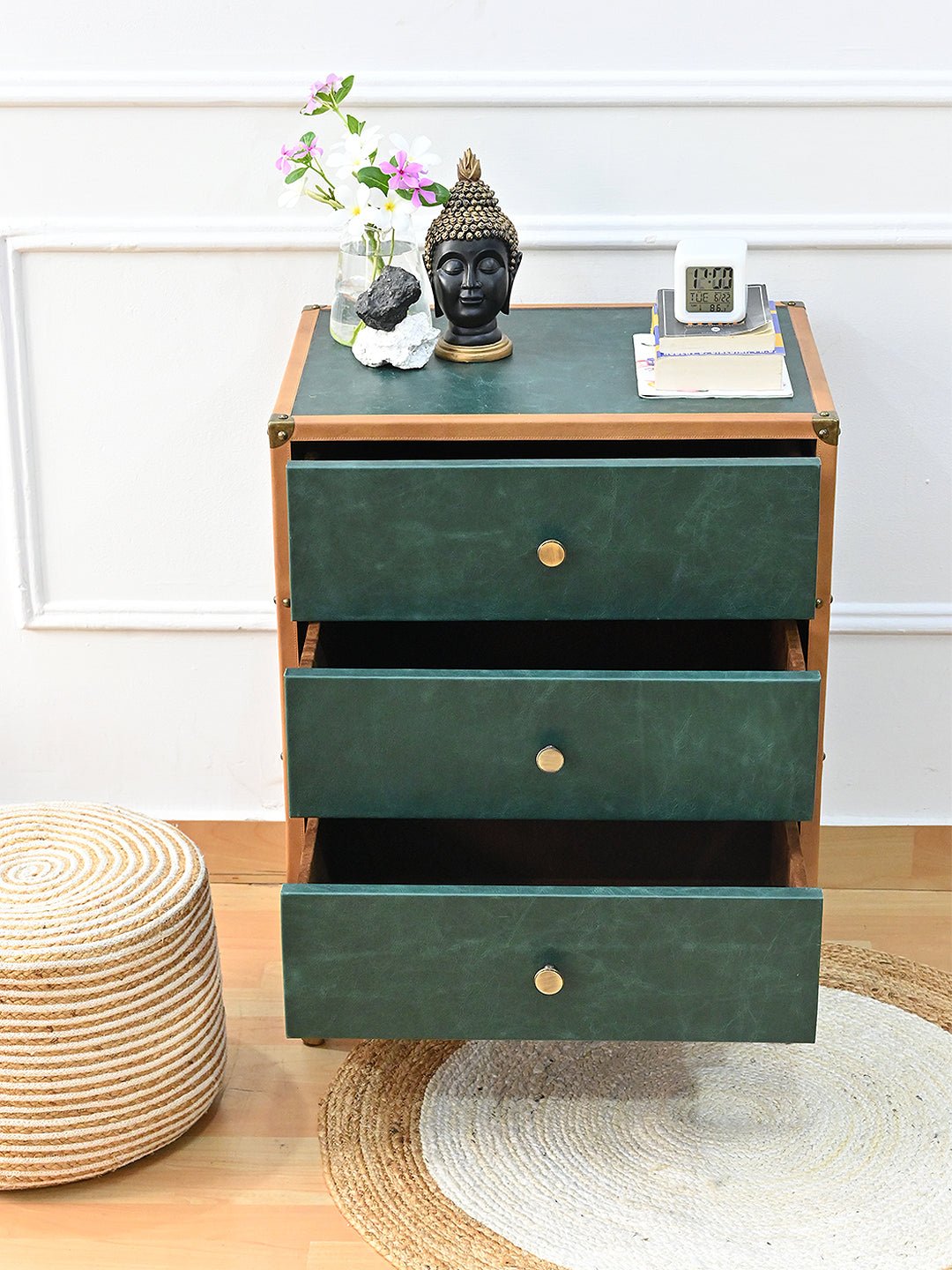 MARTIN - THREE DRAWER LEATHER TABLE - ART AVENUE