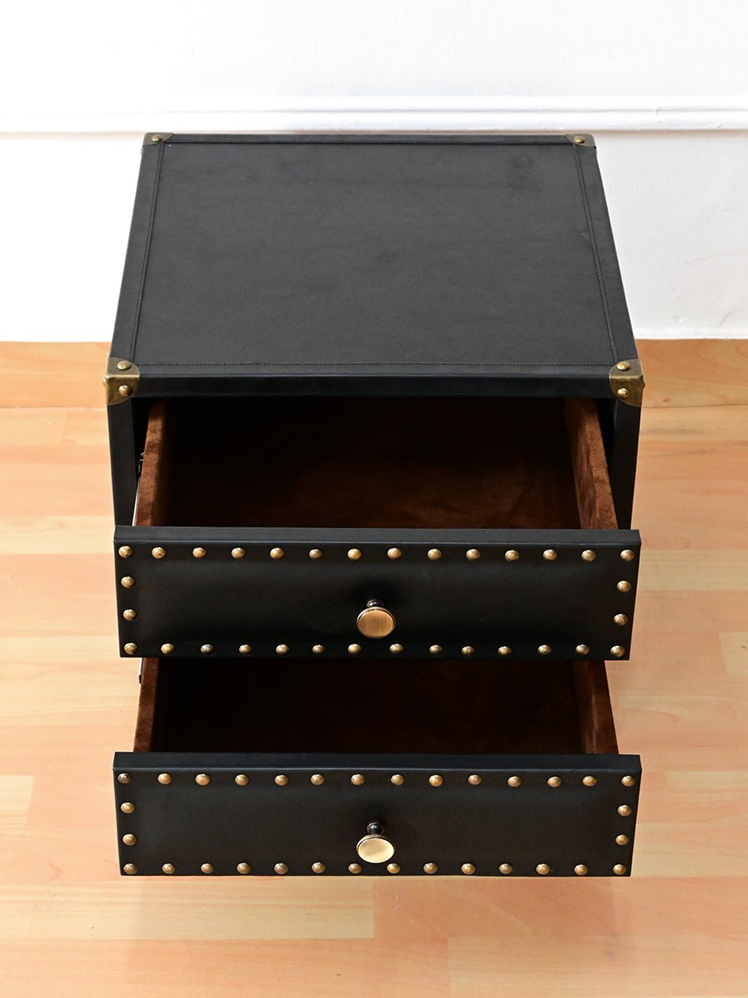 BALTIMORE - TWO DRAWER LEATHER SIDE TABLE - ART AVENUE