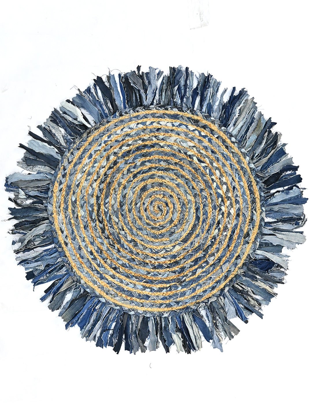 ABHAY - ROUND DENIM JUTE RUG - ART AVENUE
