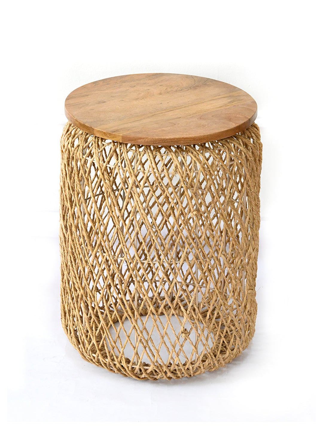 Jute side table — top view — Art Avenue