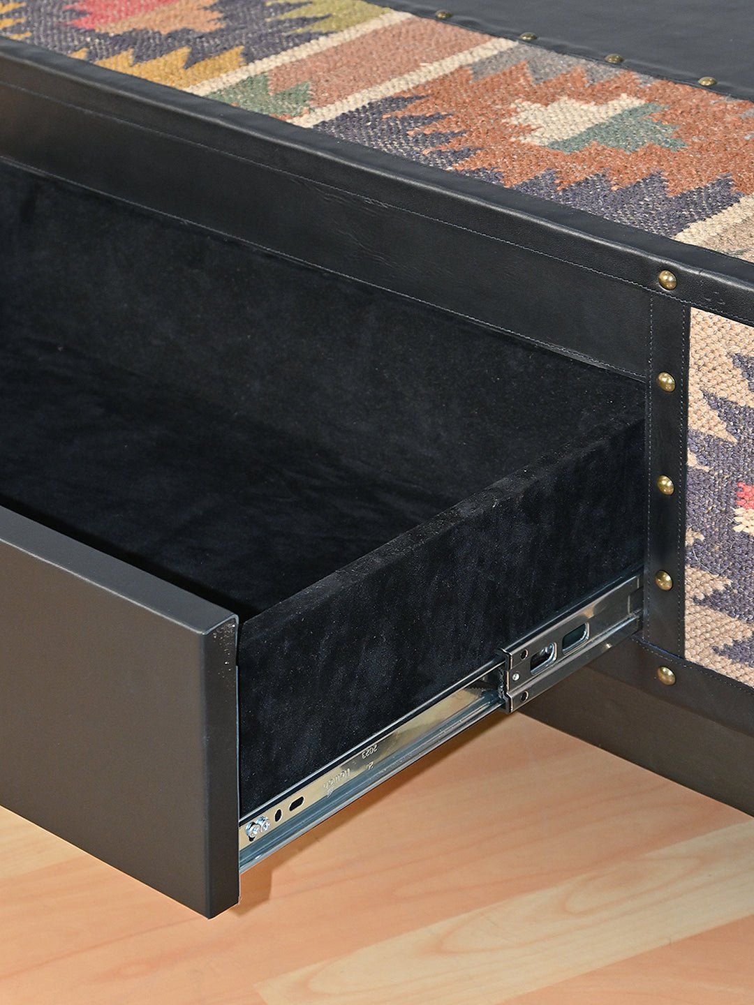 ADRIAN COFFEE TABLE - KILIM AND LEATHER - ART AVENUE