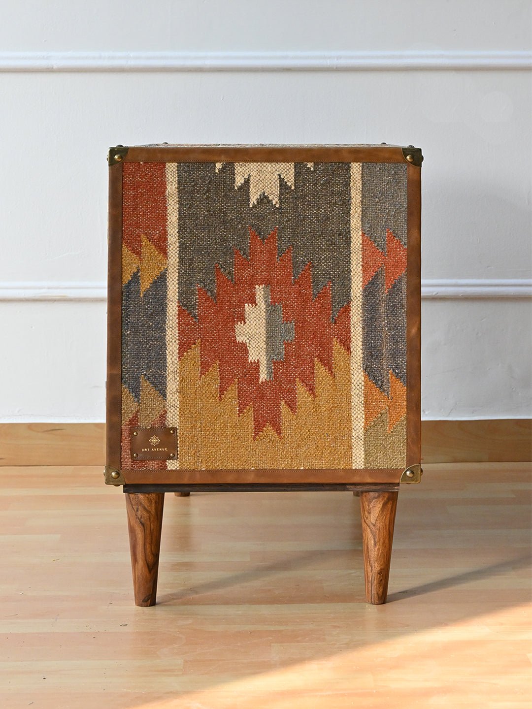 ACCENT CHEST OF DRAWERS - KILIM AND LEATHER - ART AVENUE