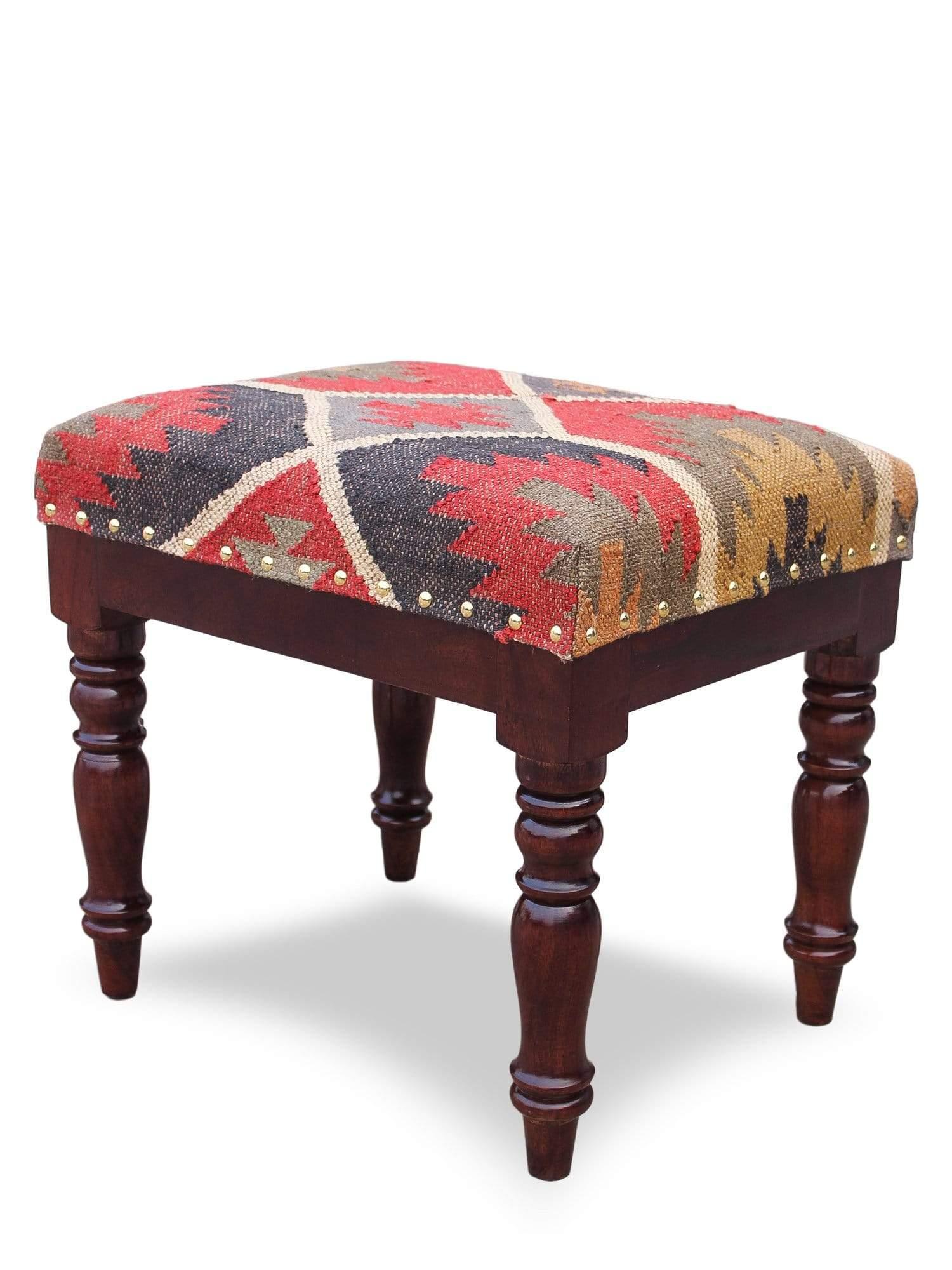 Side view of kilim rectangular ottoman — Art Avenue