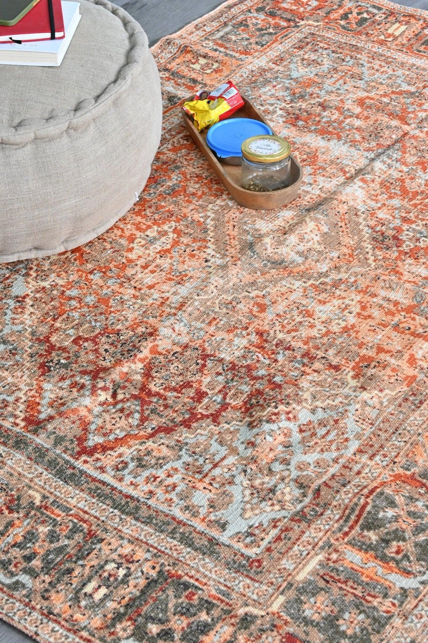 Albatraus printed rug room setting — Art Avenue India