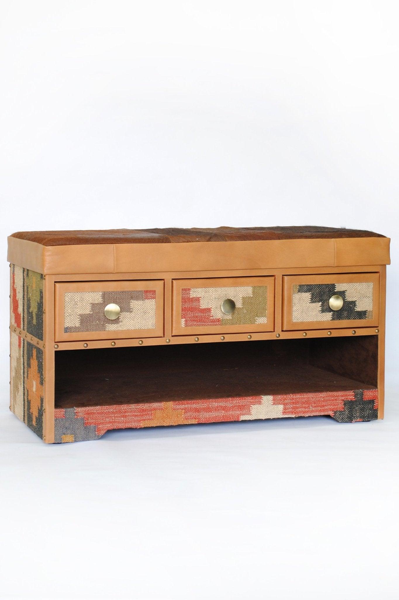 Argo kilim bench — front view — Art Avenue
