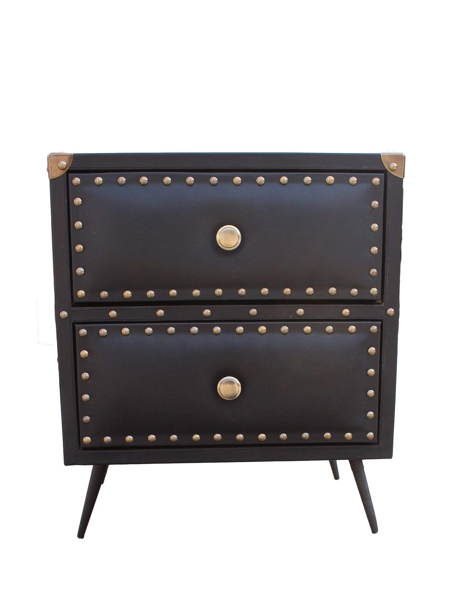 Baltimore two-drawer leather side table in black — Art Avenue
