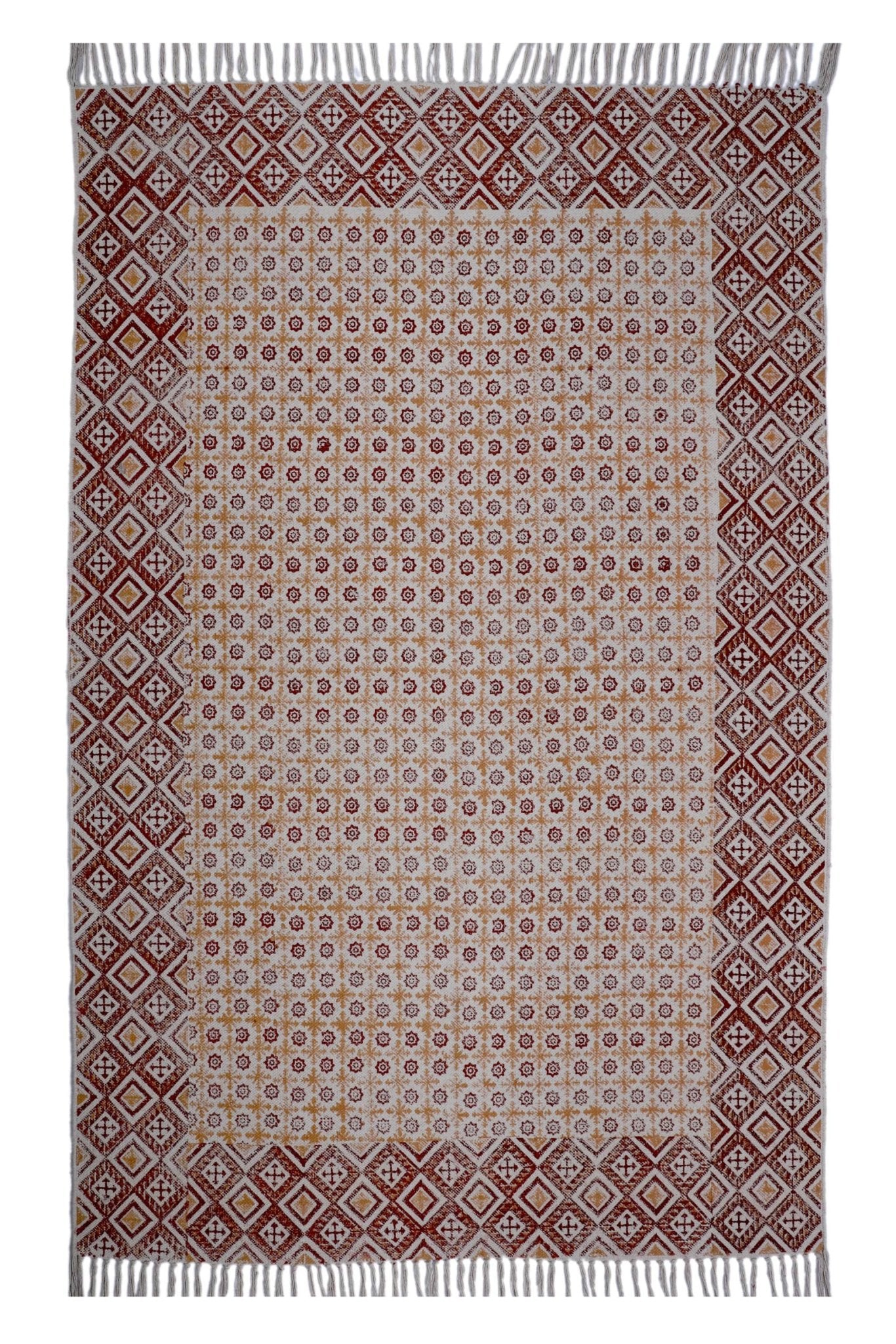 Begur cotton rug block-print detail — Art Avenue Jaipur