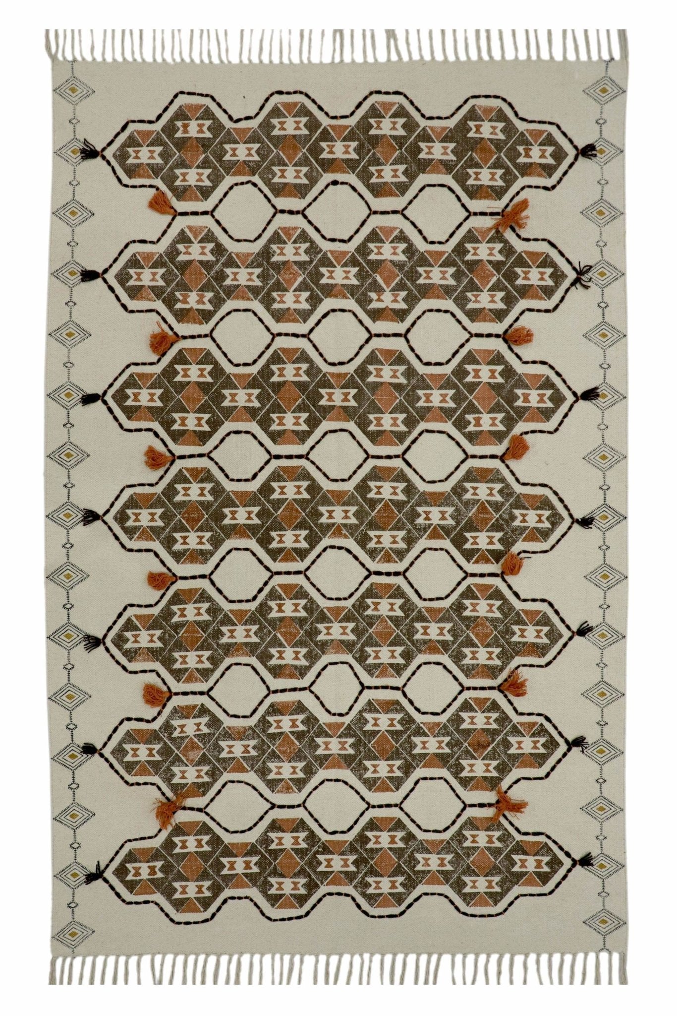 Bhiwadi cotton rug pattern detail — Art Avenue Jaipur