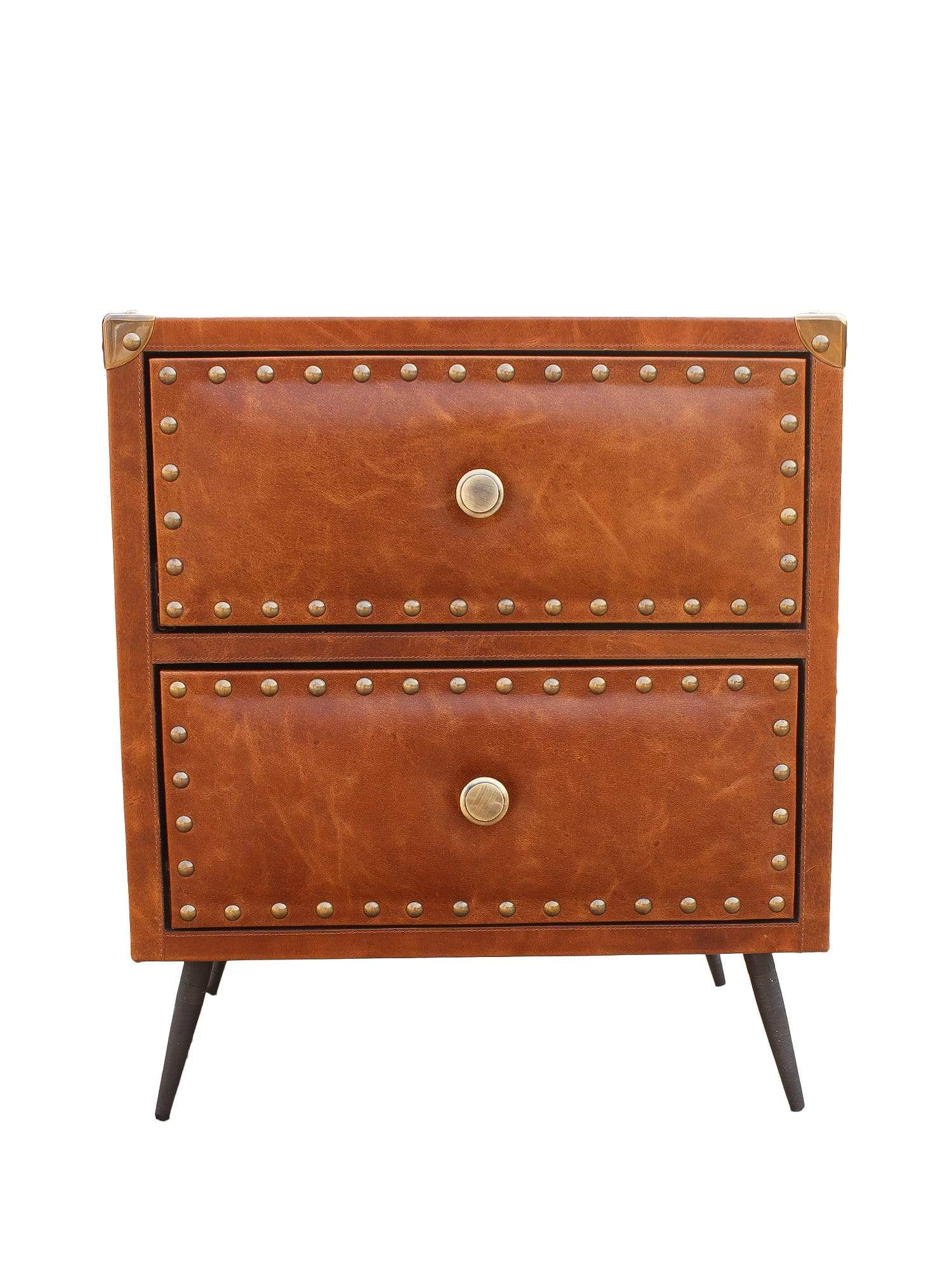 Birmingham leather side table — front view — Art Avenue