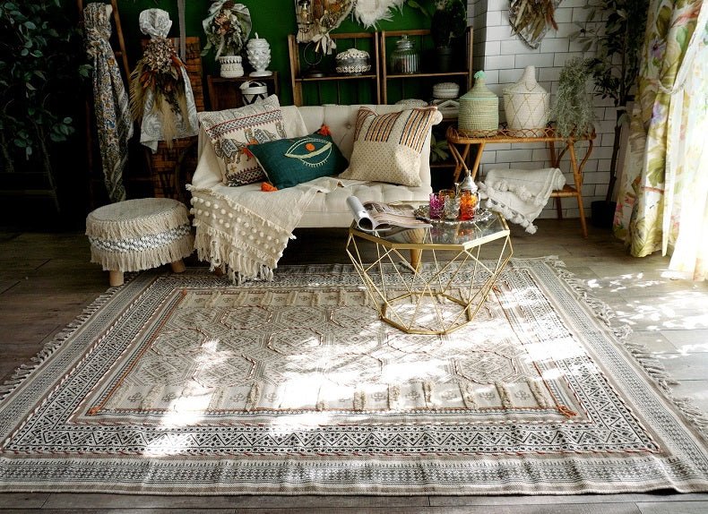 Midland block-printed rug close-up — Art Avenue India