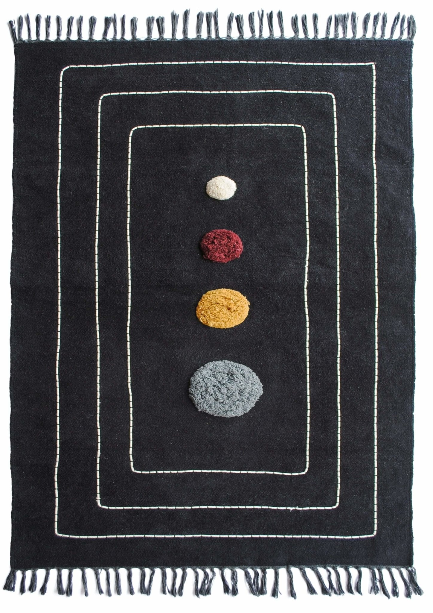 Bloom hand-embroidered rug room setting — Art Avenue India