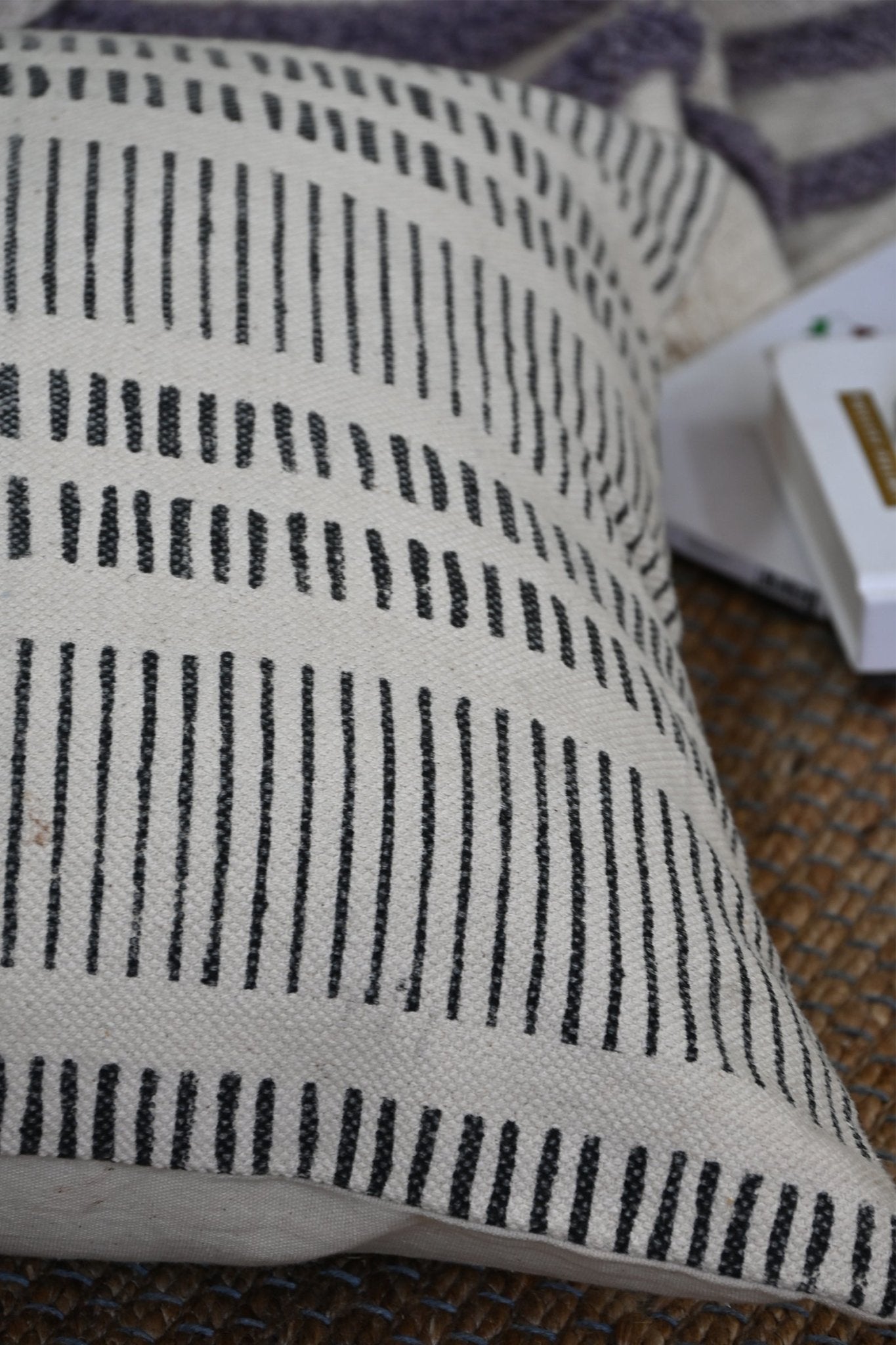 Detail of block-print on square cushion cover — Art Avenue