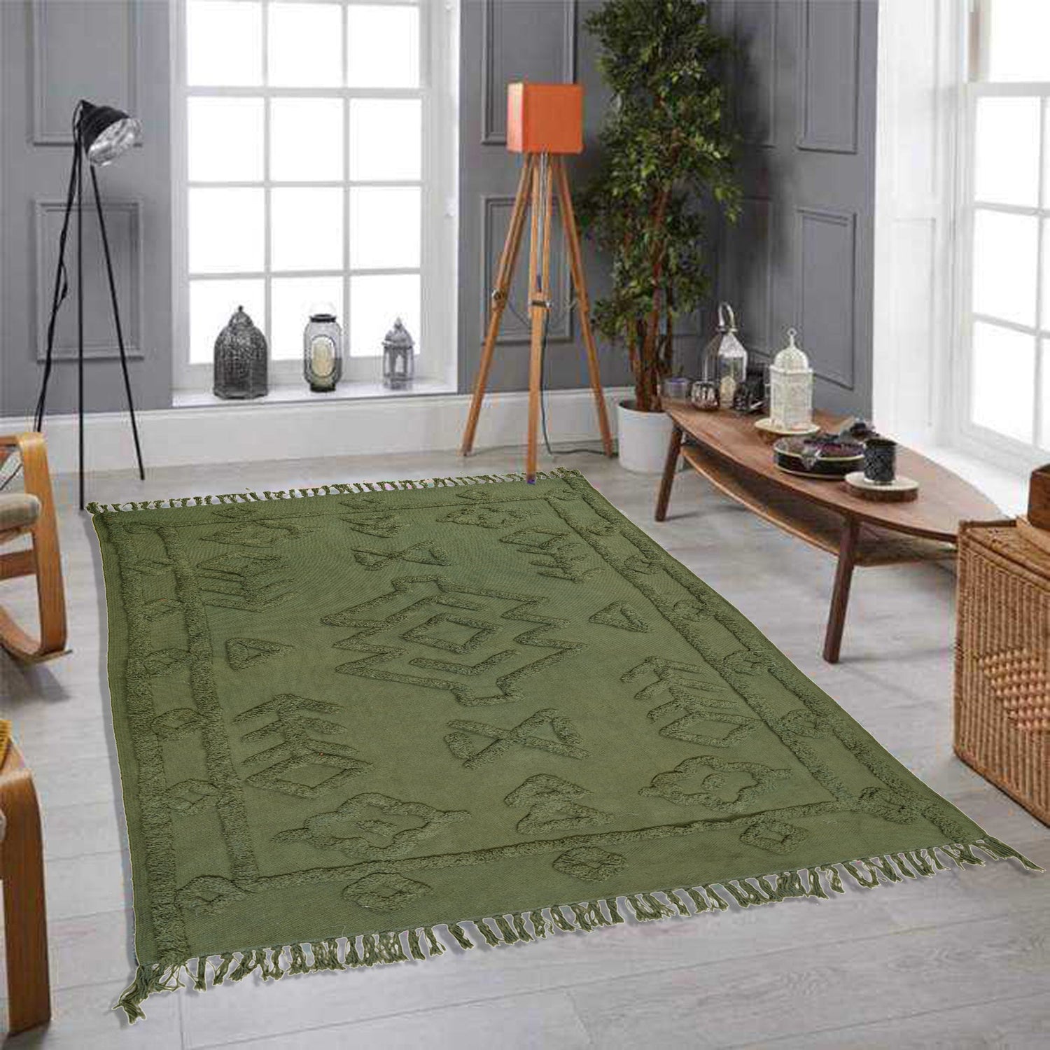 Carla embroidered rug room setting — Art Avenue India