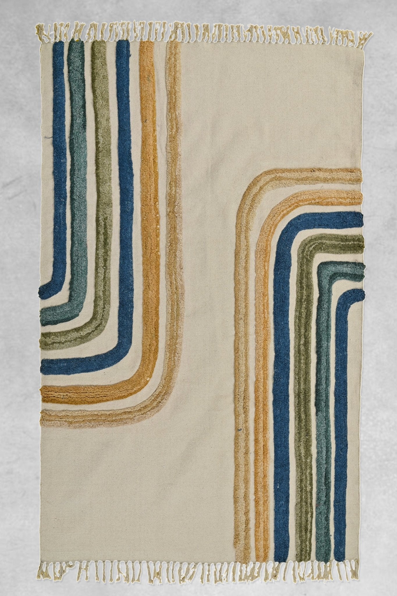 Depot hand-embroidered cotton rug — handmade in Jaipur