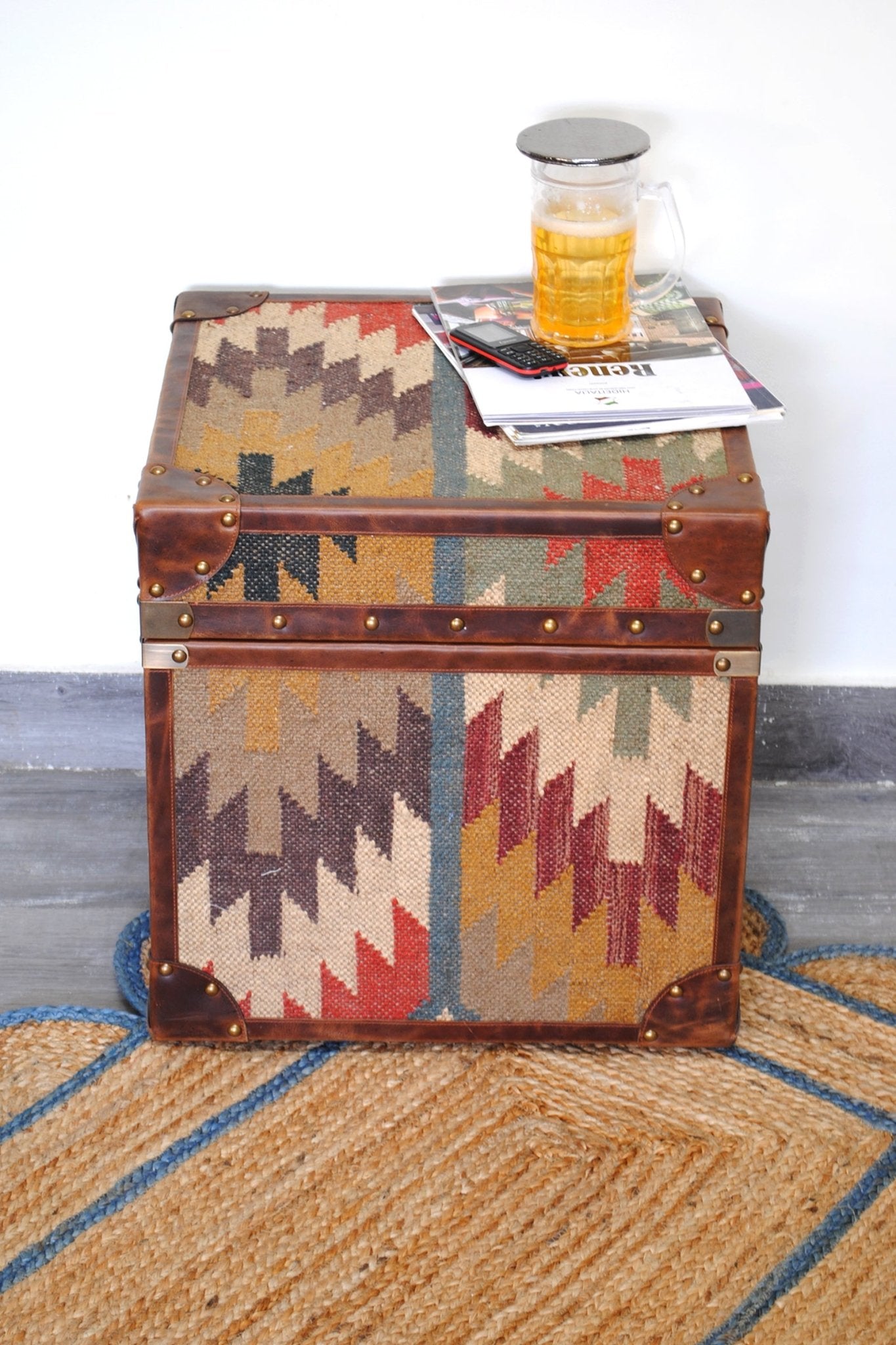 Kilim & Leather Trunk — Art Avenue