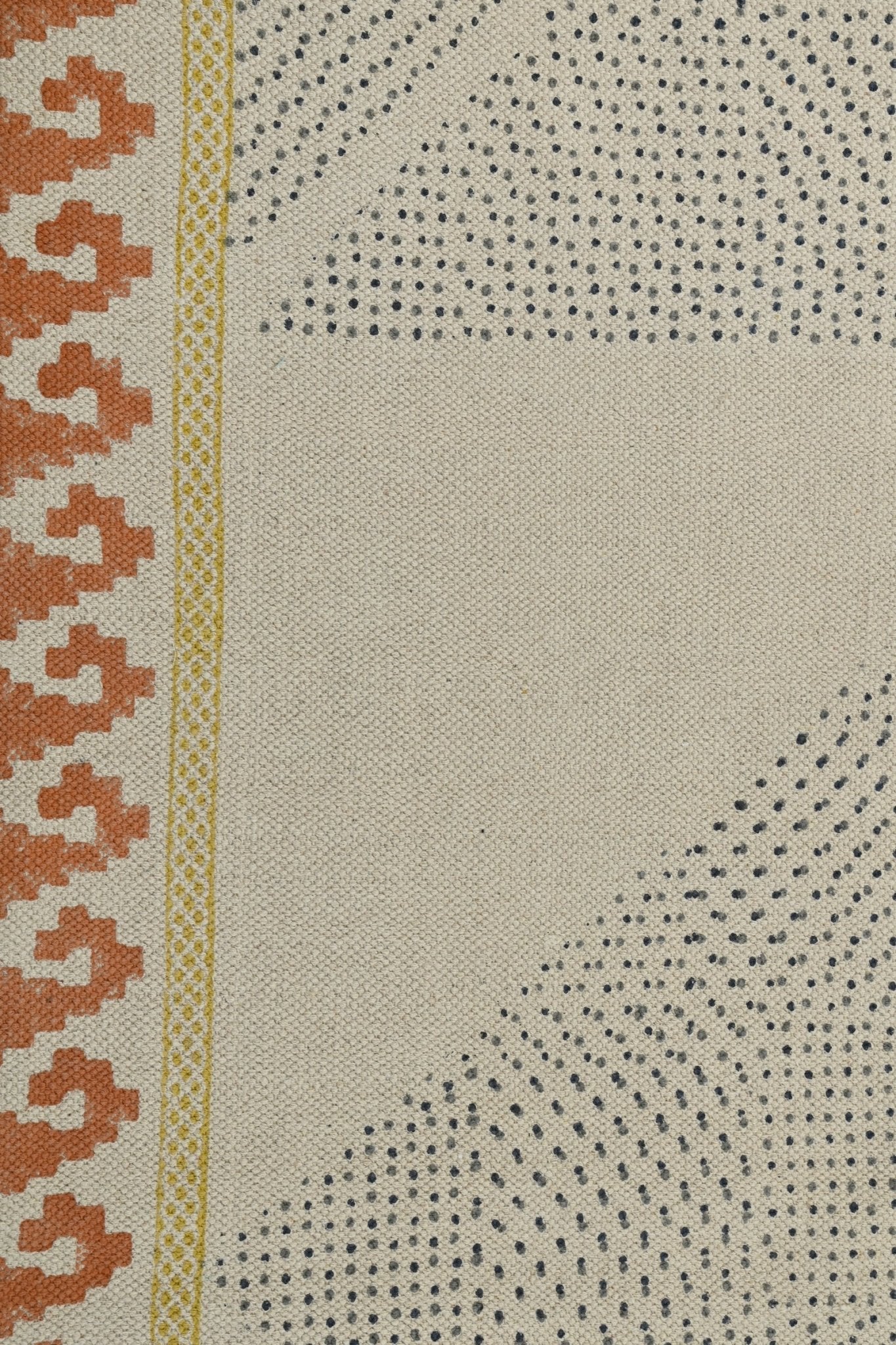Dynamo Block-Printed Cotton Dhurrie Rug in Black & Orange — Art Avenue