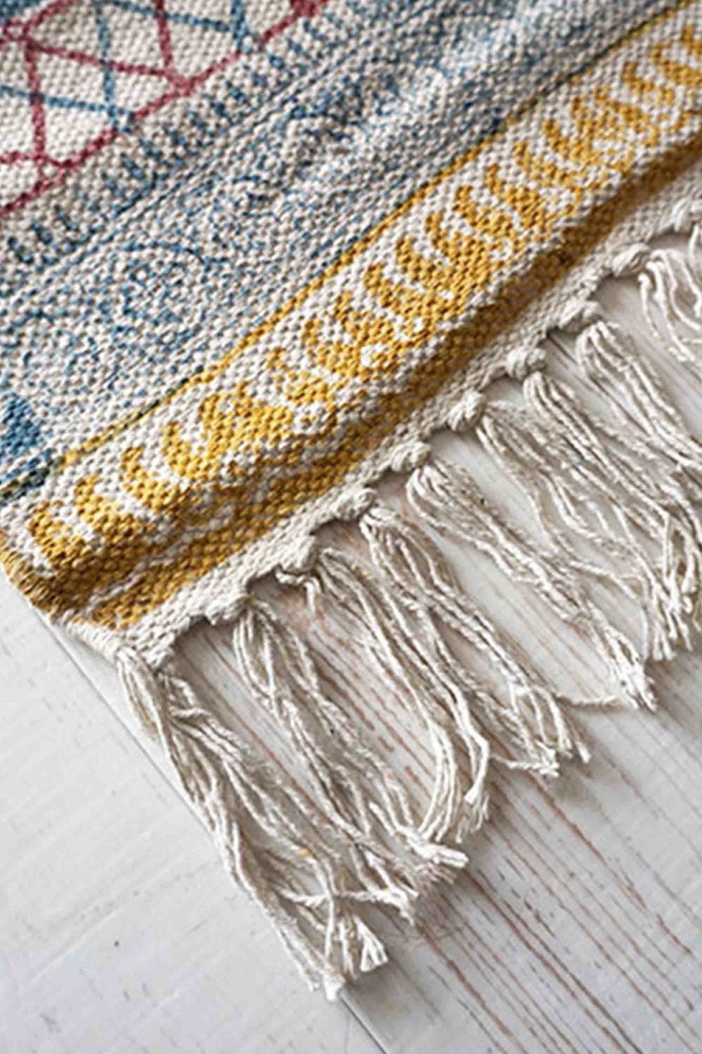 Freetown block-printed floor runner close-up — Art Avenue India