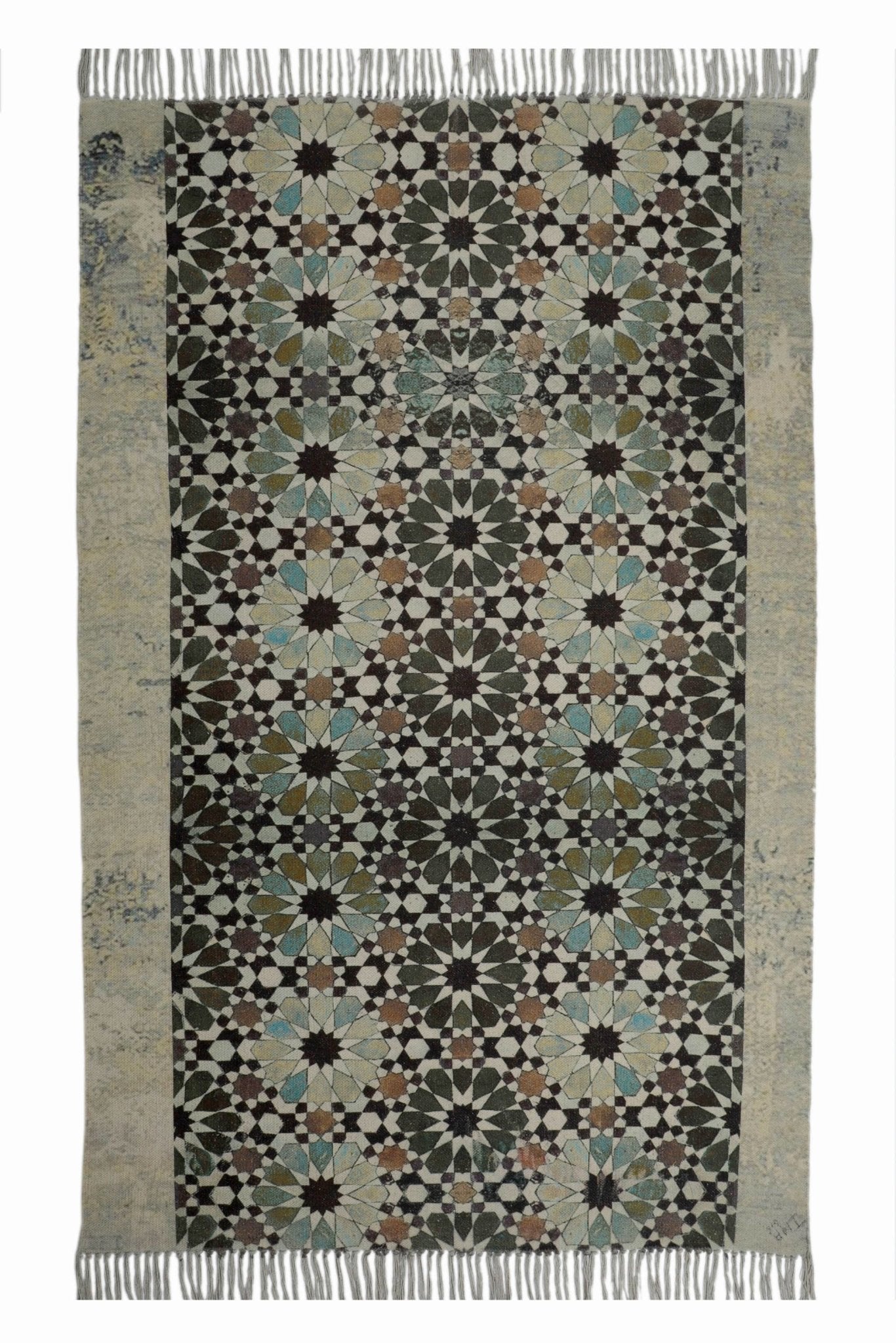 Kolvi block-printed rug room setting — Art Avenue India