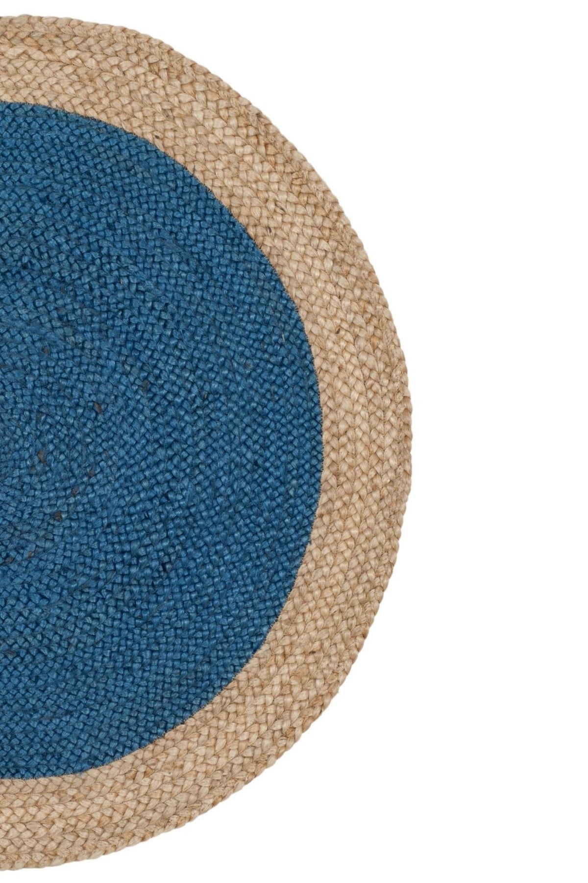 Latvia round jute rug room setting — Art Avenue India