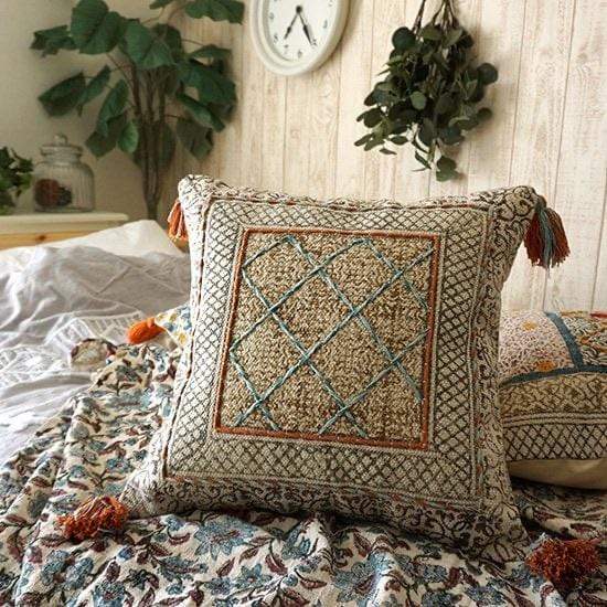 Detail of block-print on square cushion cover — Art Avenue