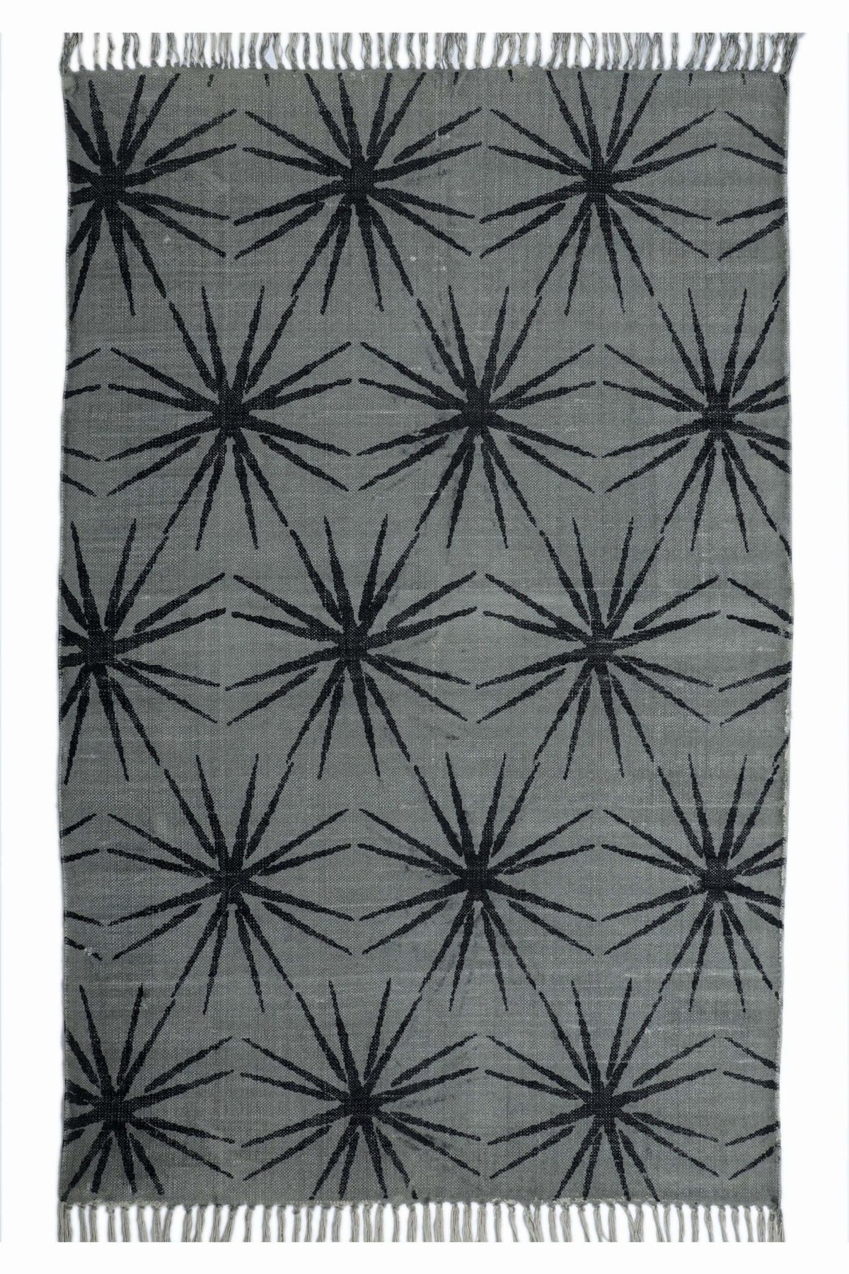 Nowar cotton rug grey pattern — Art Avenue Jaipur
