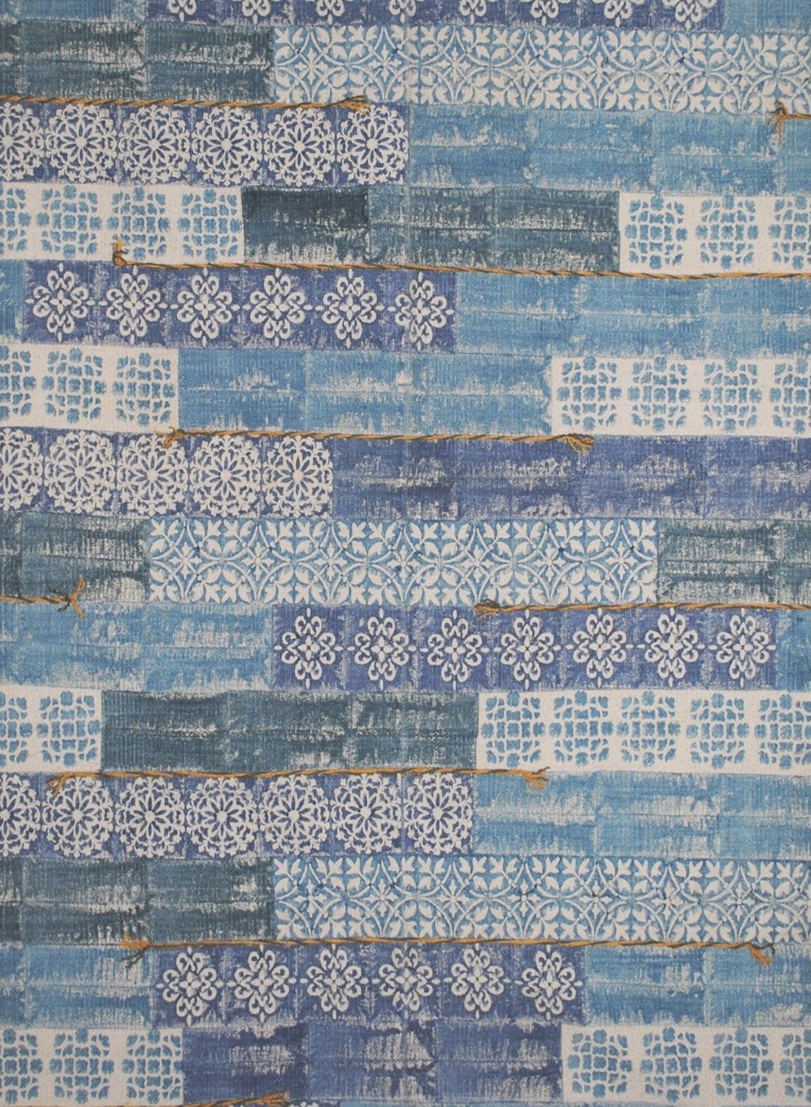 Peru Block-Printed Cotton Dhurrie Rug in Blue — Art Avenue