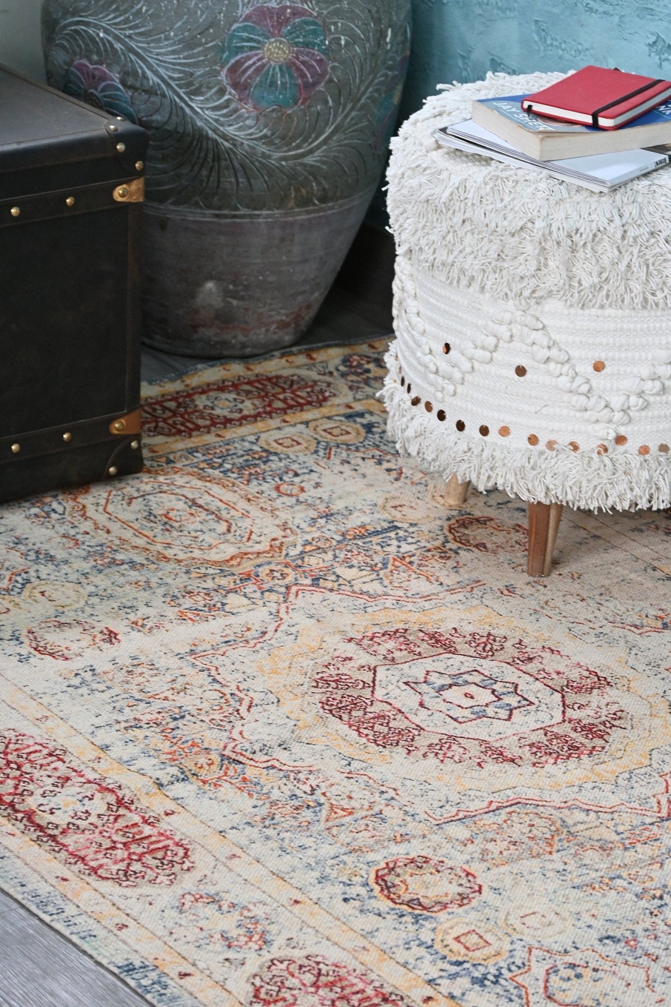 Petrova block-printed cotton rug — handmade in Jaipur