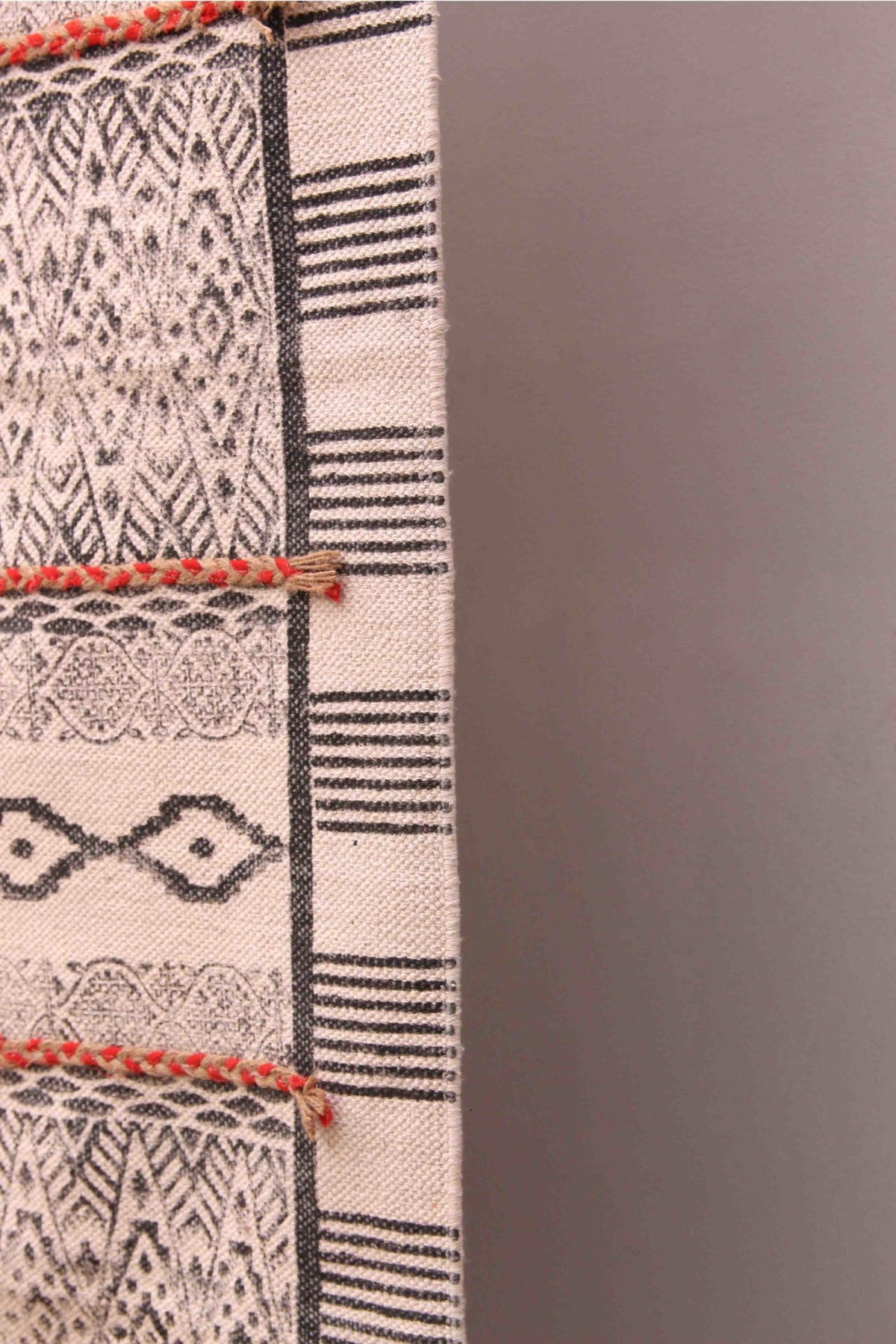 Safari Block-Printed Cotton Dhurrie Rug — overhead view — Art Avenue