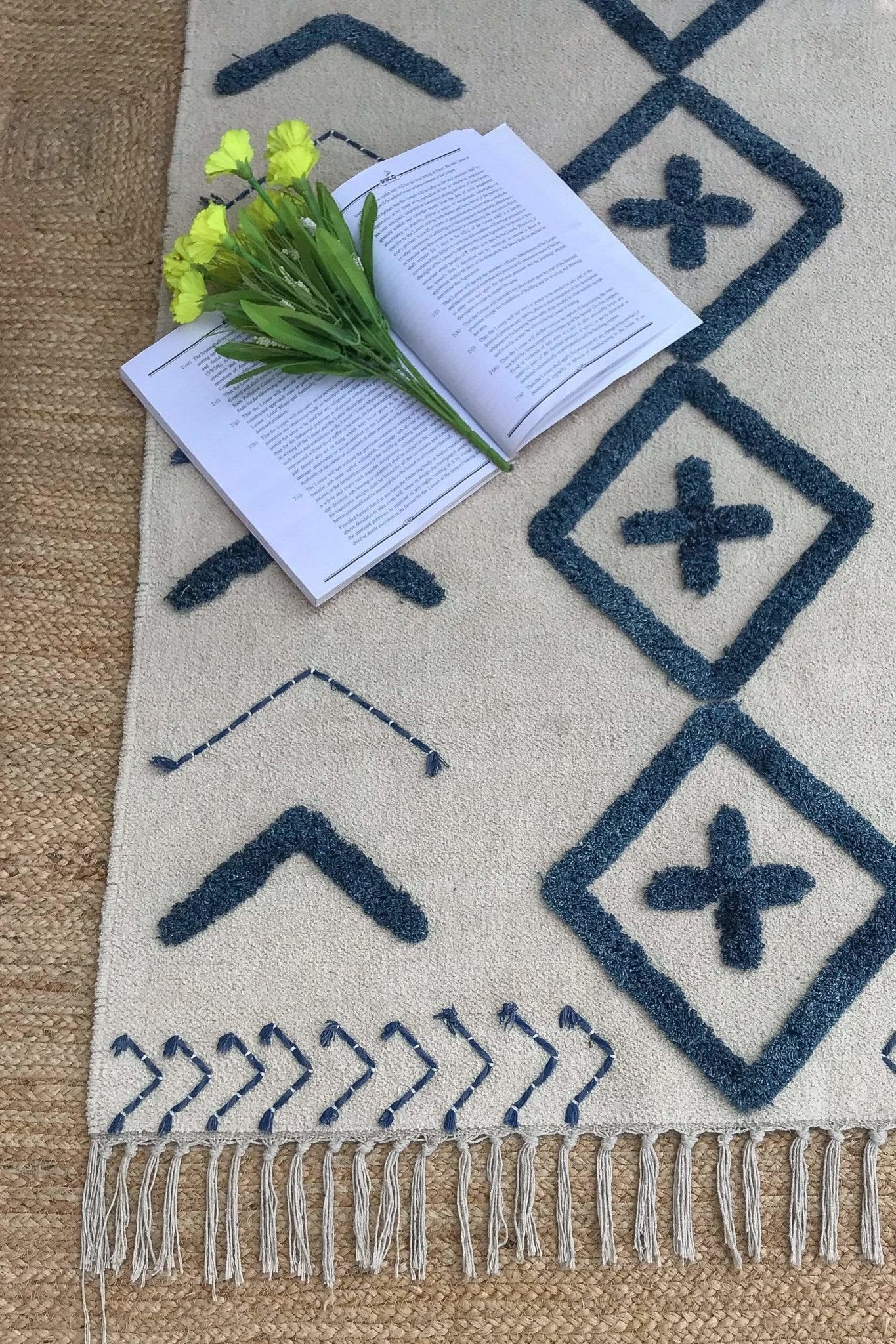 Santa hand-tufted rug — indigo handmade in Jaipur