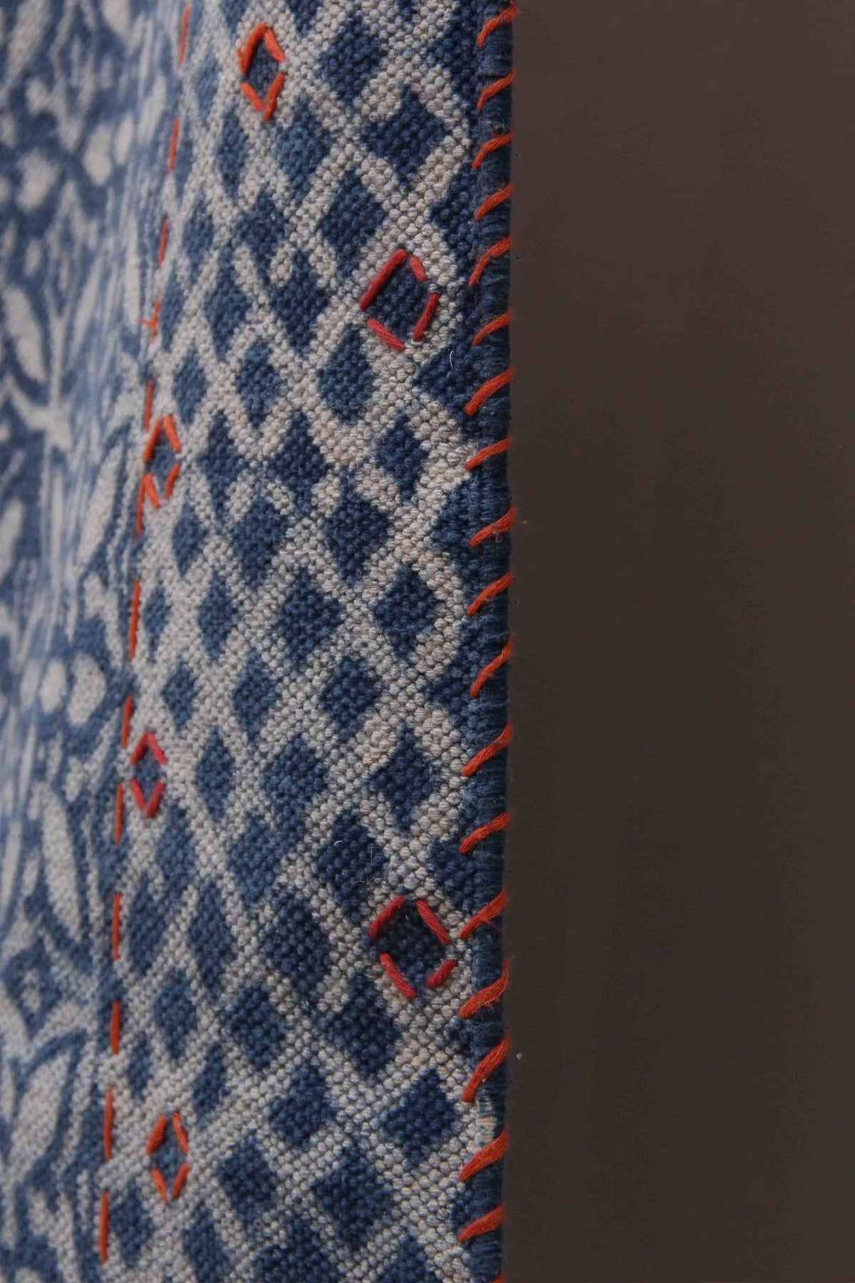 Secure Block-Printed Cotton Dhurrie Rug in Indigo — Art Avenue