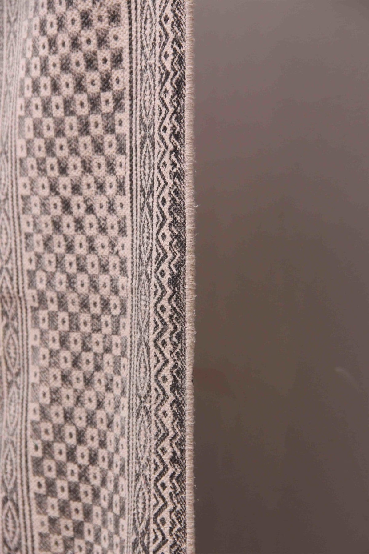 Separate Block-Printed Cotton Dhurrie Rug in Black — Art Avenue