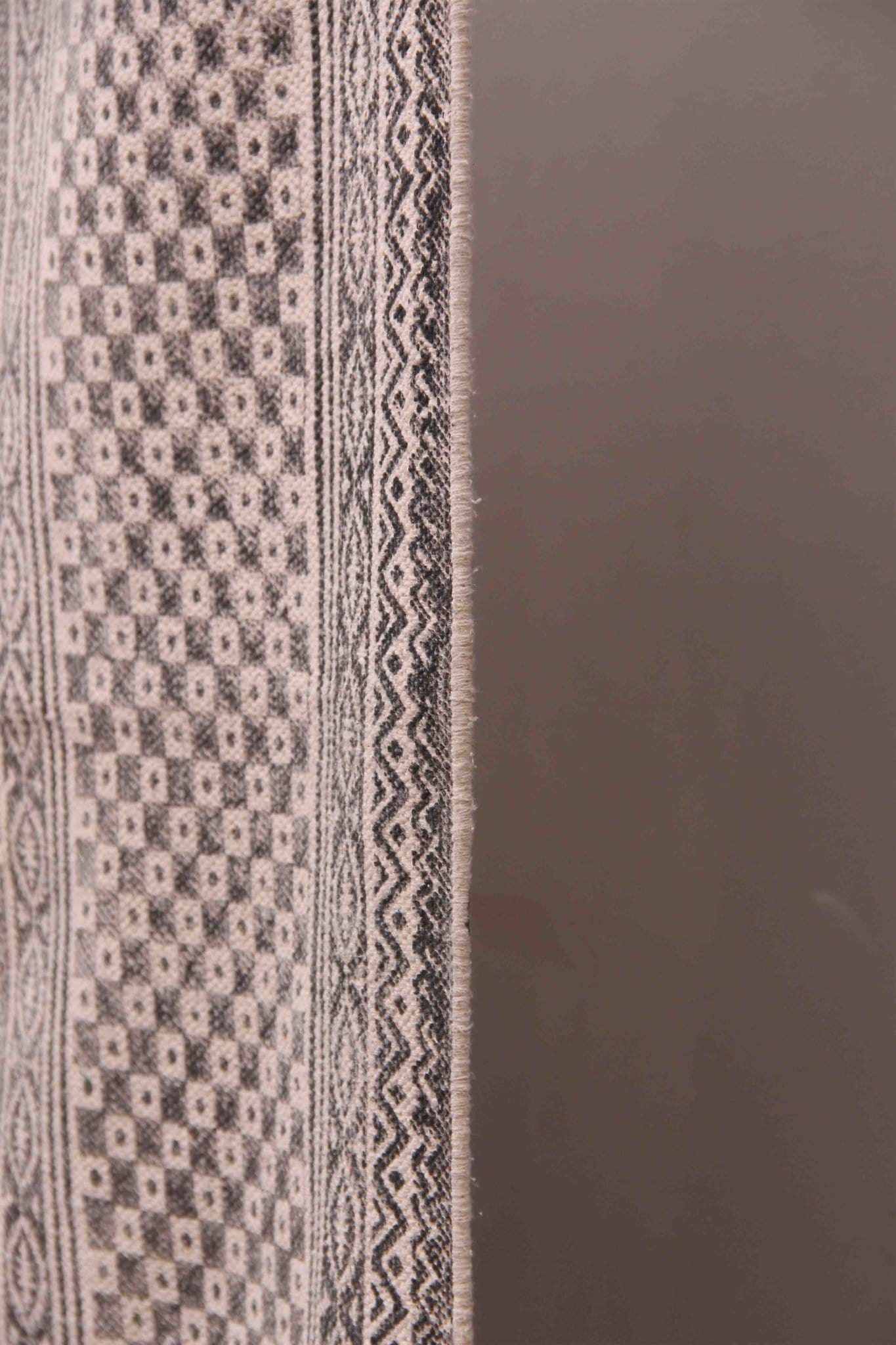 Separate Block-Printed Cotton Dhurrie Rug in Black — Art Avenue